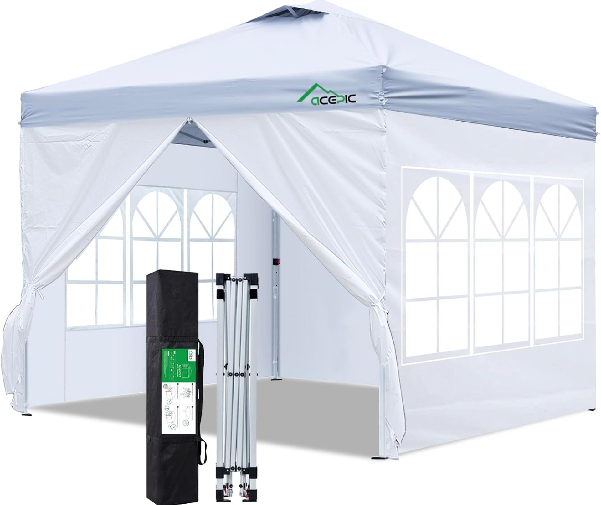 10’x10′ Pop Up Canopy Tent, Easy Set-up Outdoor Party Commercial Canopies with Top Vent, 4 Removable Sidewalls, Stakes x8, Ropes x4, Hand Bag x1 10’x10′ Pop Up Canopy Tent, Easy Set-up Outdoor Party Commercial Canopies with Top Vent, 4 Removable Sidewalls, Stakes x8, Ropes x4, Hand Bag x1