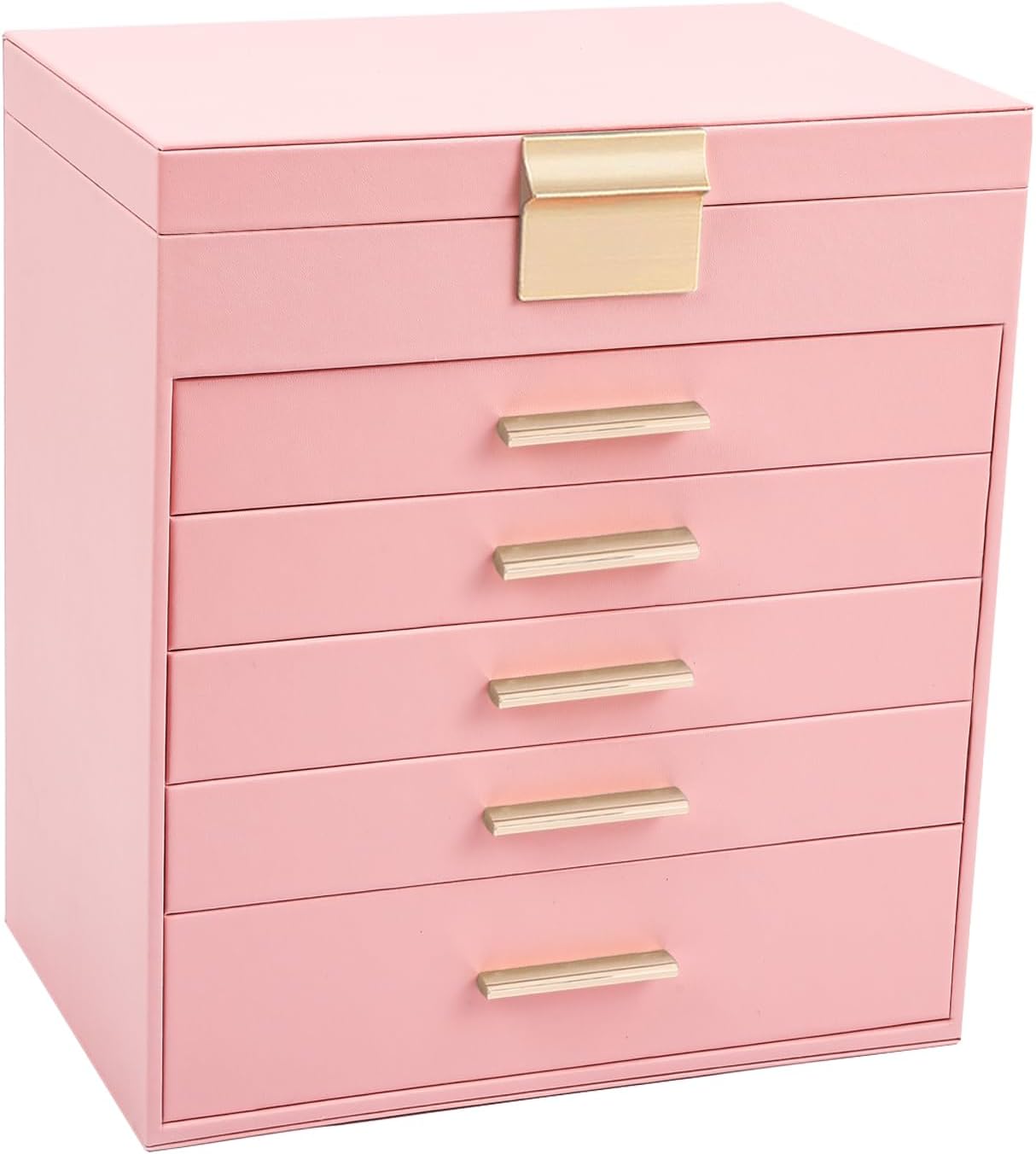 BOOVO 4 Layer Jewelry Box for Women, Jewelry Organizer Box with Necklace Hooks, 3 Drawers Jewelry Box for Sunglasses, Necklace and Bracelet Storage (Pink, 6 layer) BOOVO 4 Layer Jewelry Box for Women, Jewelry Organizer Box with Necklace Hooks, 3 Drawers Jewelry Box for Sunglasses, Necklace and Bracelet Storage (Pink, 6 layer)