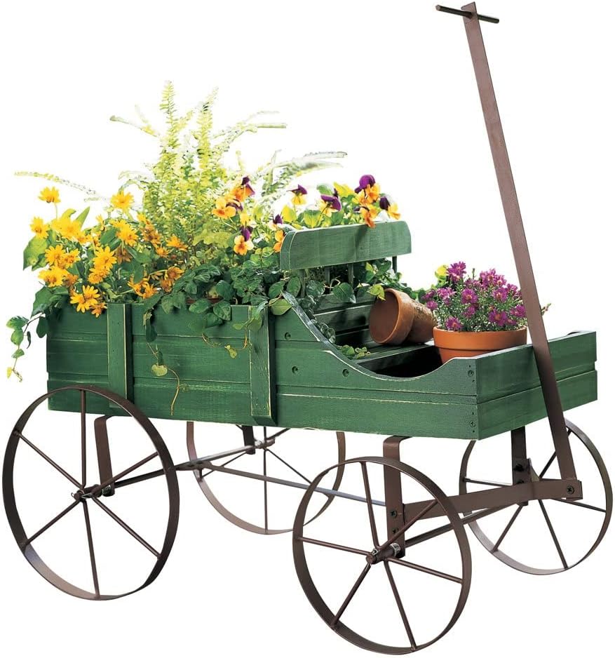 Collections Etc Amish Wagon Decorative Indoor/Outdoor Garden Backyard Planter, Green Collections Etc Amish Wagon Decorative Indoor/Outdoor Garden Backyard Planter, Green