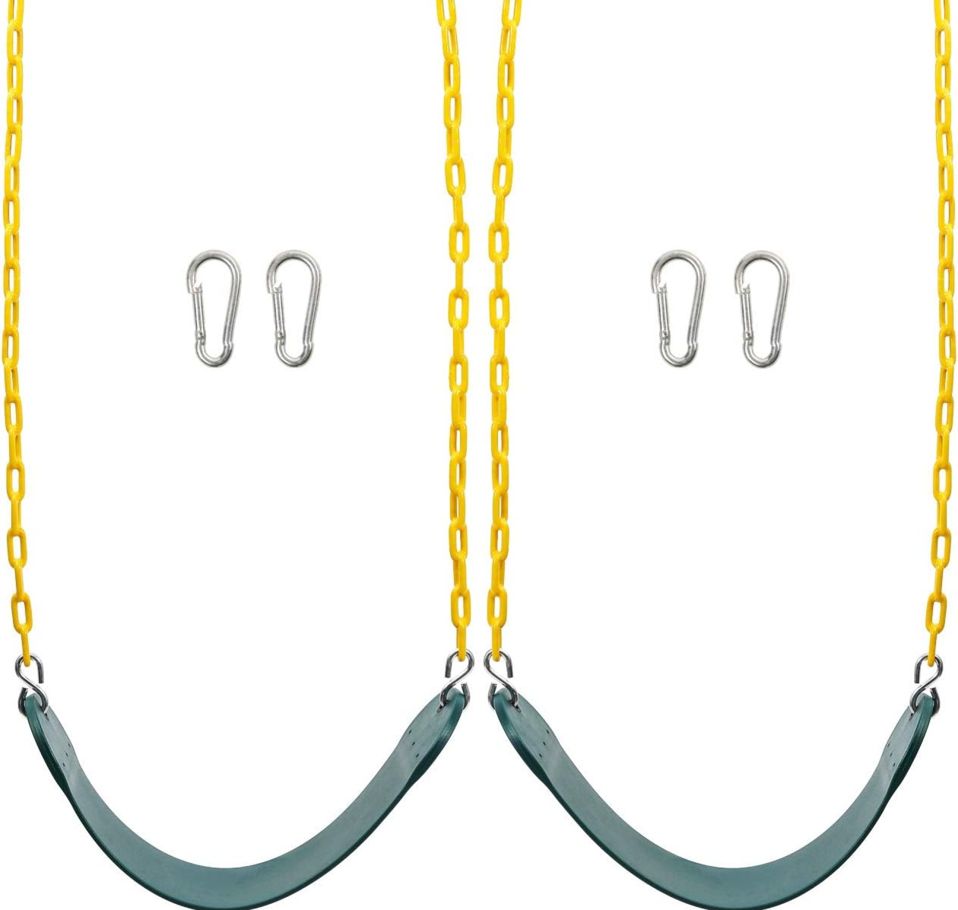 Sunnyglade 2PCS Swings Seats Heavy Duty with 66″ Chain, Playground Swing Set Accessories Replacement with Snap Hooks, Support 250lb (Green) Sunnyglade 2PCS Swings Seats Heavy Duty with 66″ Chain, Playground Swing Set Accessories Replacement with Snap Hooks, Support 250lb (Green)