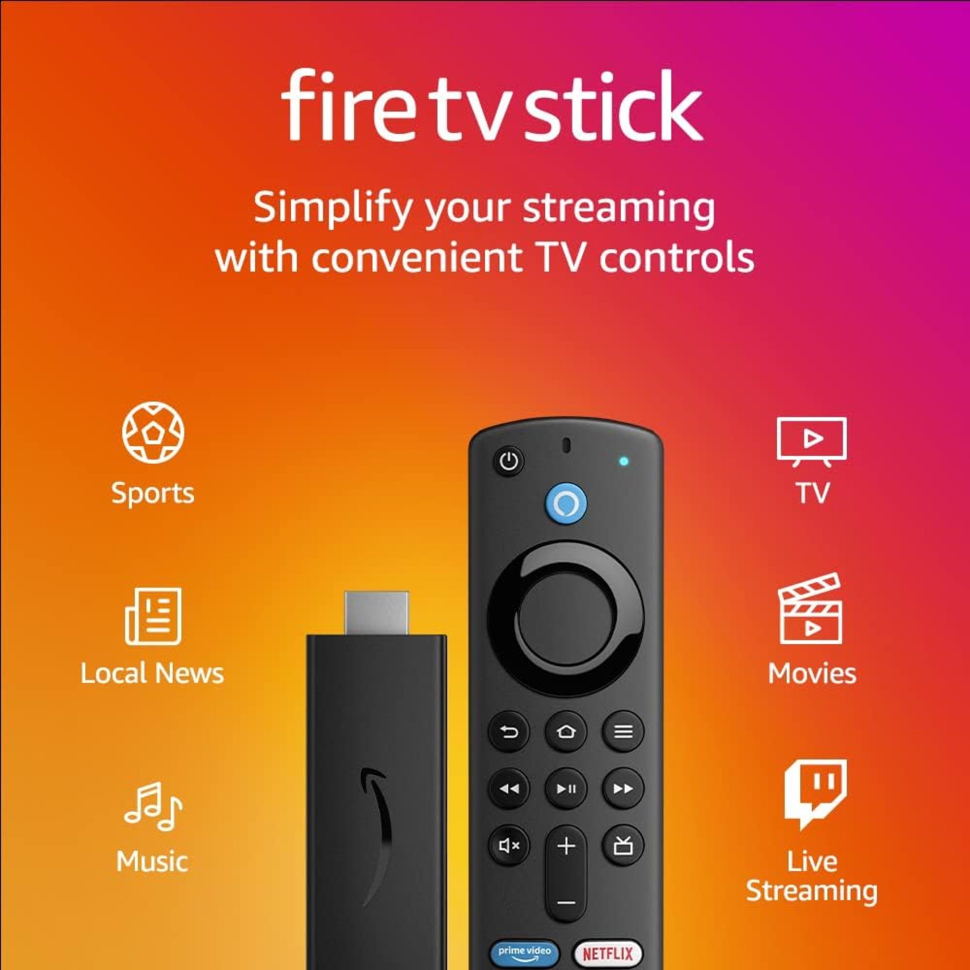Like-New Fire TV Stick with Alexa Voice Remote (includes TV controls), HD streaming device Like-New Fire TV Stick with Alexa Voice Remote (includes TV controls), HD streaming device