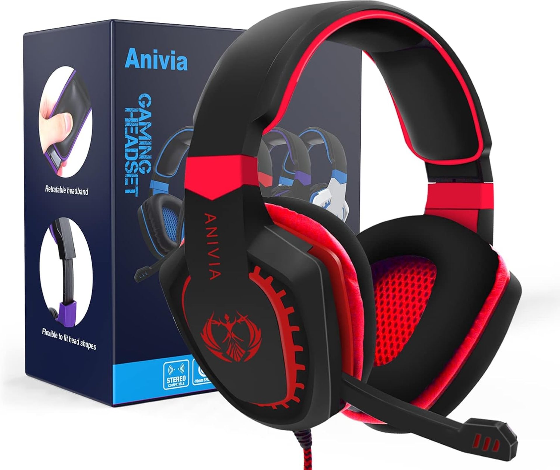 Anivia AH28 Over Ear Headphones Wired Stereo Computer Headsets Gaming Headset with Mic, Bass with Volume Control, Noise Isolating for Multi-Platforms Anivia AH28 Over Ear Headphones Wired Stereo Computer Headsets Gaming Headset with Mic, Bass with Volume Control, Noise Isolating for Multi-Platforms