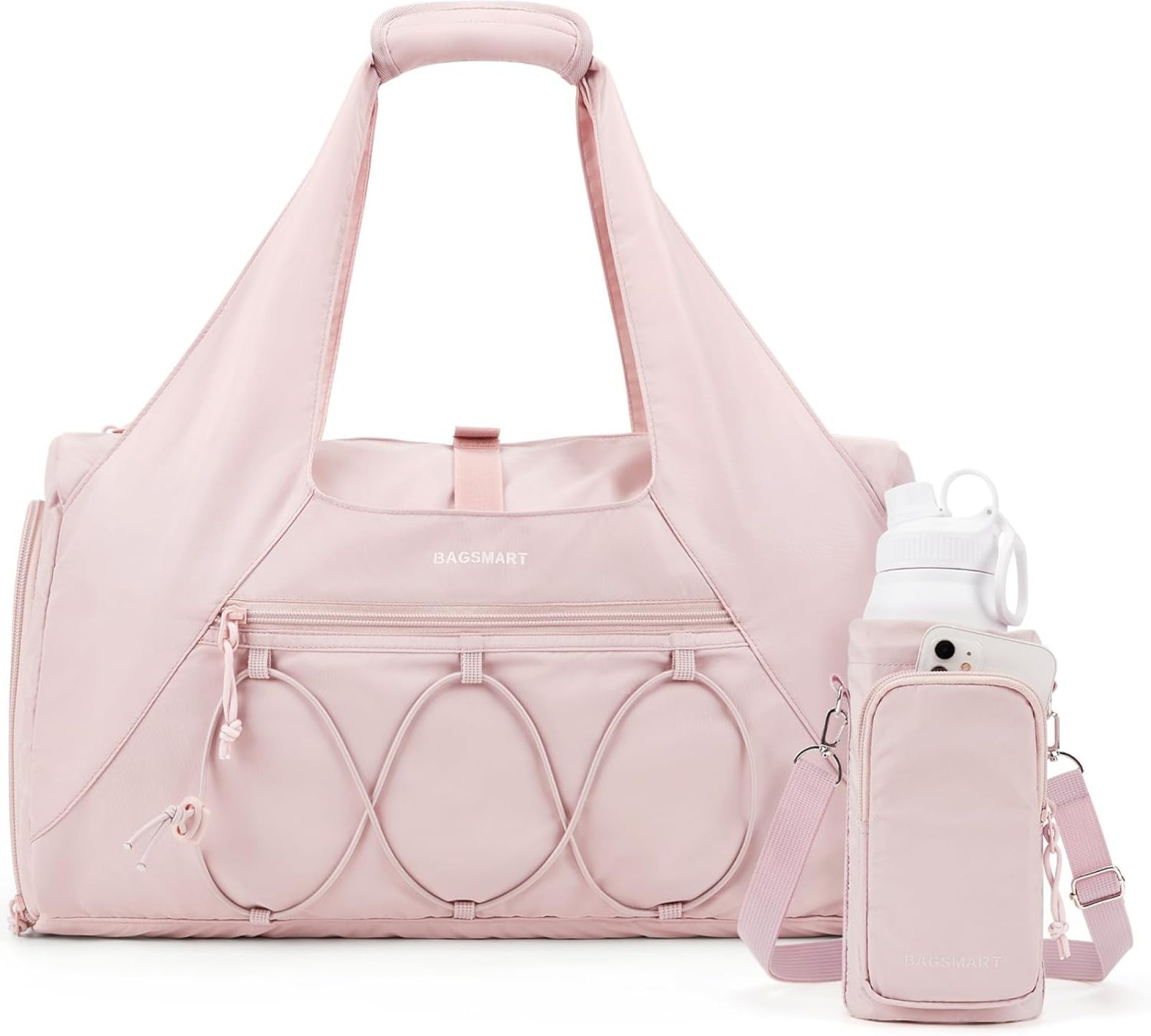 BAGSMART Gym Bag for Women, Lightweight Duffel with Shoe Compartment, Weekender with Wet Pocket, Workout Yoga Tote, Pink BAGSMART Gym Bag for Women, Lightweight Duffel with Shoe Compartment, Weekender with Wet Pocket, Workout Yoga Tote, Pink