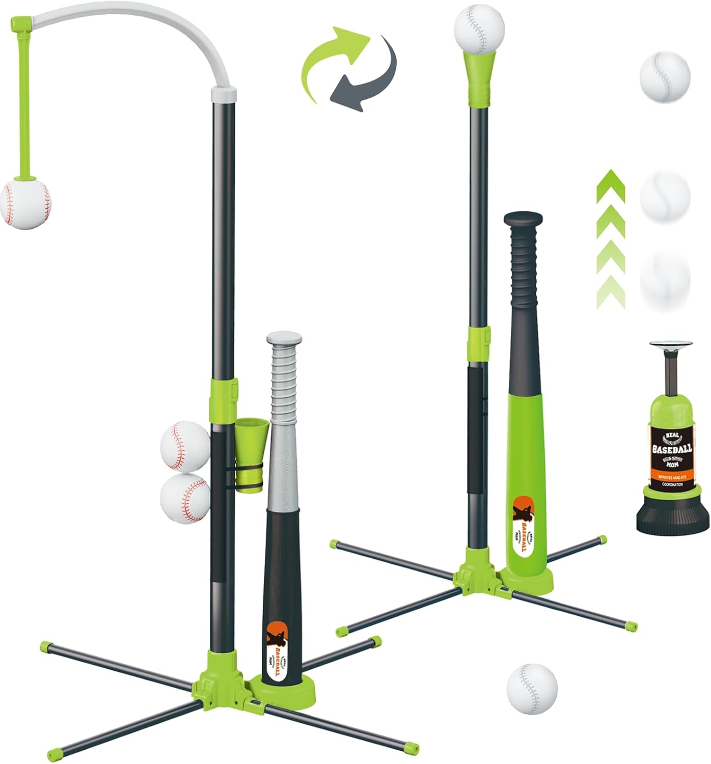 3-in-1 T Ball Set for Kids, Adjustable Height Hanging Baseball Batting Tee Set with 2 Bats, Teeball Hitting Stand, Ball Launcher for Toddlers, Sport Toys Outdoor/Indoor for Boys Girls 3-in-1 T Ball Set for Kids, Adjustable Height Hanging Baseball Batting Tee Set with 2 Bats, Teeball Hitting Stand, Ball Launcher for Toddlers, Sport Toys Outdoor/Indoor for Boys Girls