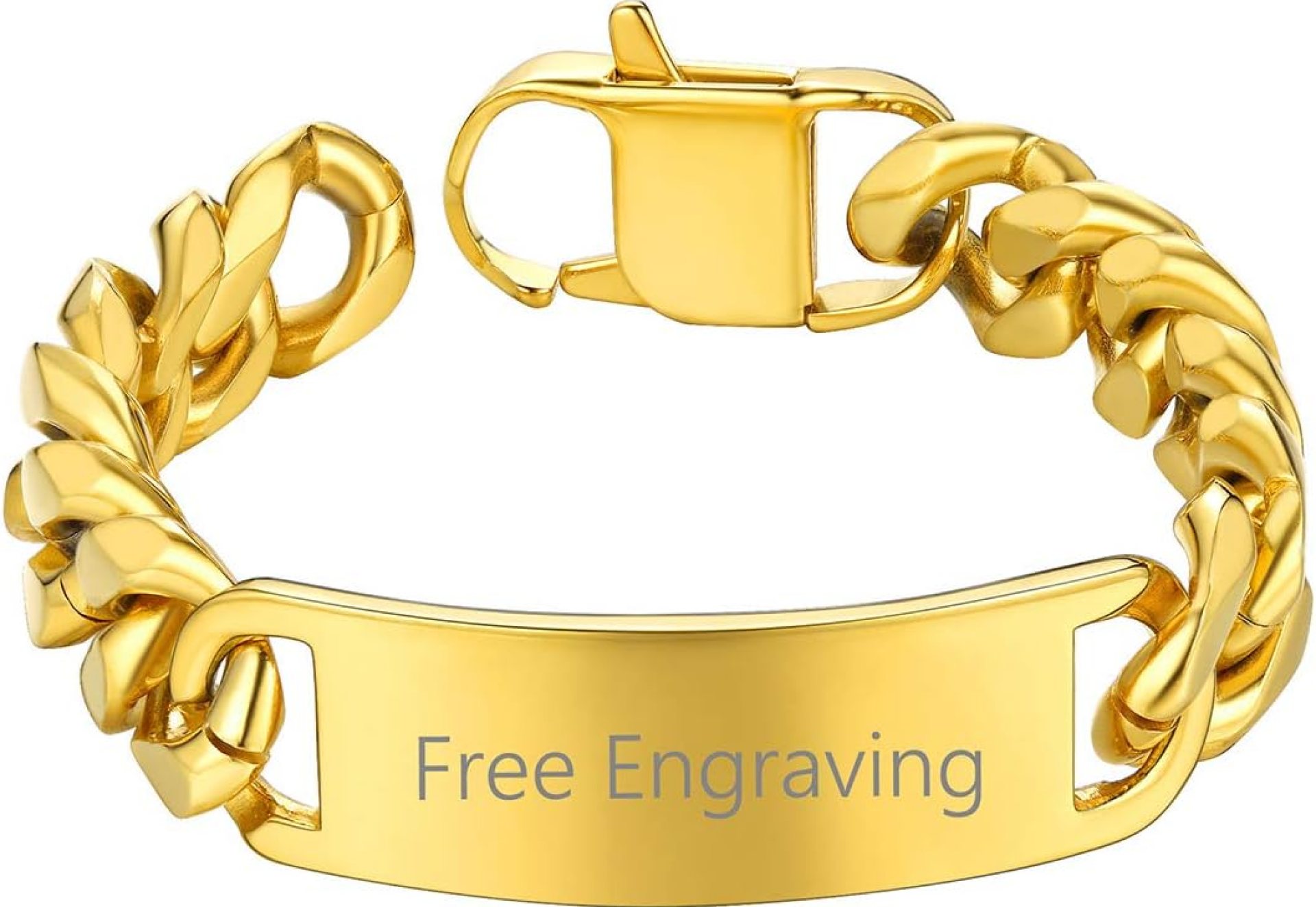 ChainsHouse Personalized ID Bracelet for Men Women Stainless Steel Cuban Curb Link Chain Custom Engrave Bar Bracelet Bangle, 7mm Width, 19-21CM, Send Gift Box ChainsHouse Personalized ID Bracelet for Men Women Stainless Steel Cuban Curb Link Chain Custom Engrave Bar Bracelet Bangle, 7mm Width, 19-21CM, Send Gift Box