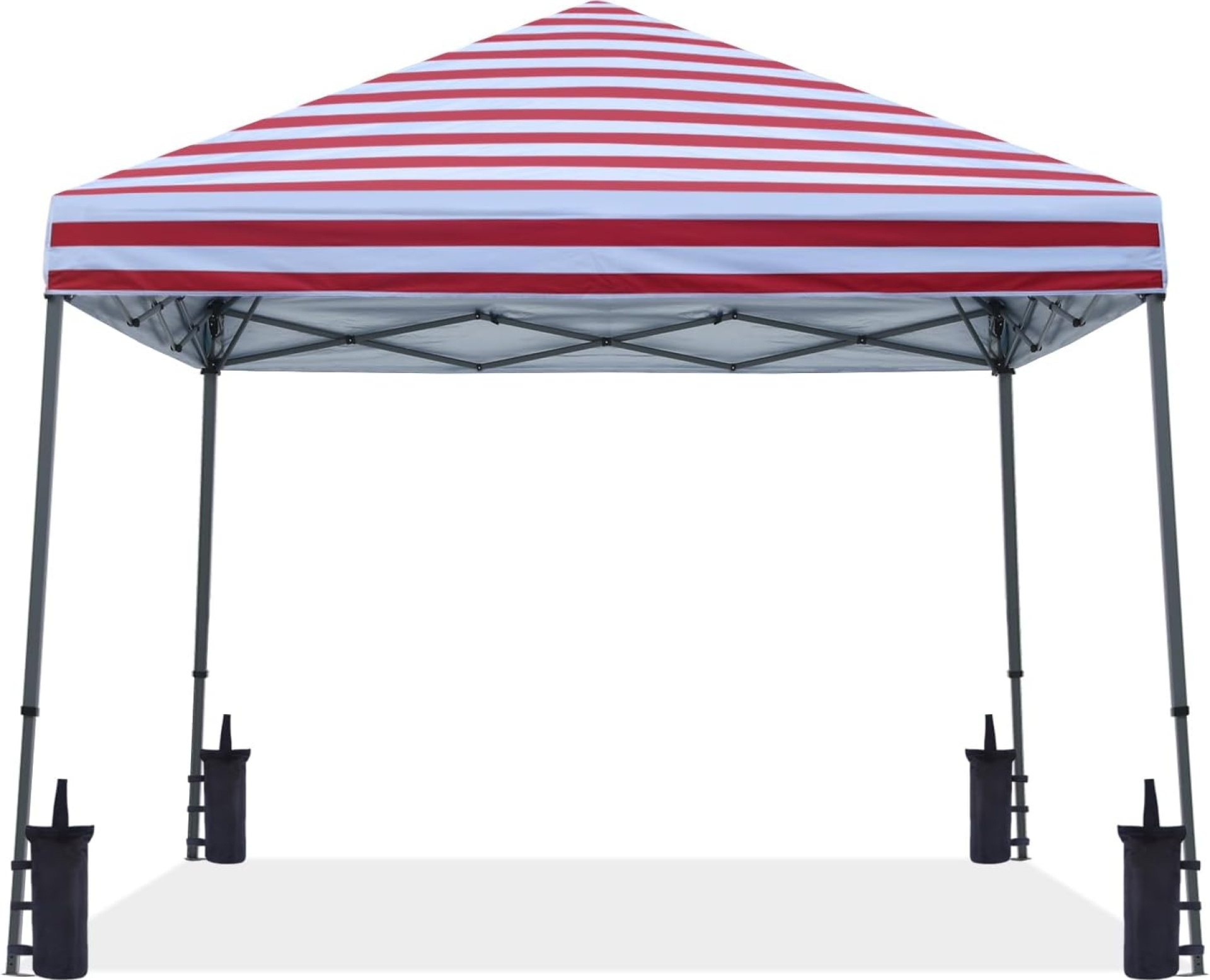ABCCANOPY Stable Pop up Outdoor Canopy Tent 10 x 10 ft Base / 8 x 8 ft Top, Red Stripes ABCCANOPY Stable Pop up Outdoor Canopy Tent 10 x 10 ft Base / 8 x 8 ft Top, Red Stripes