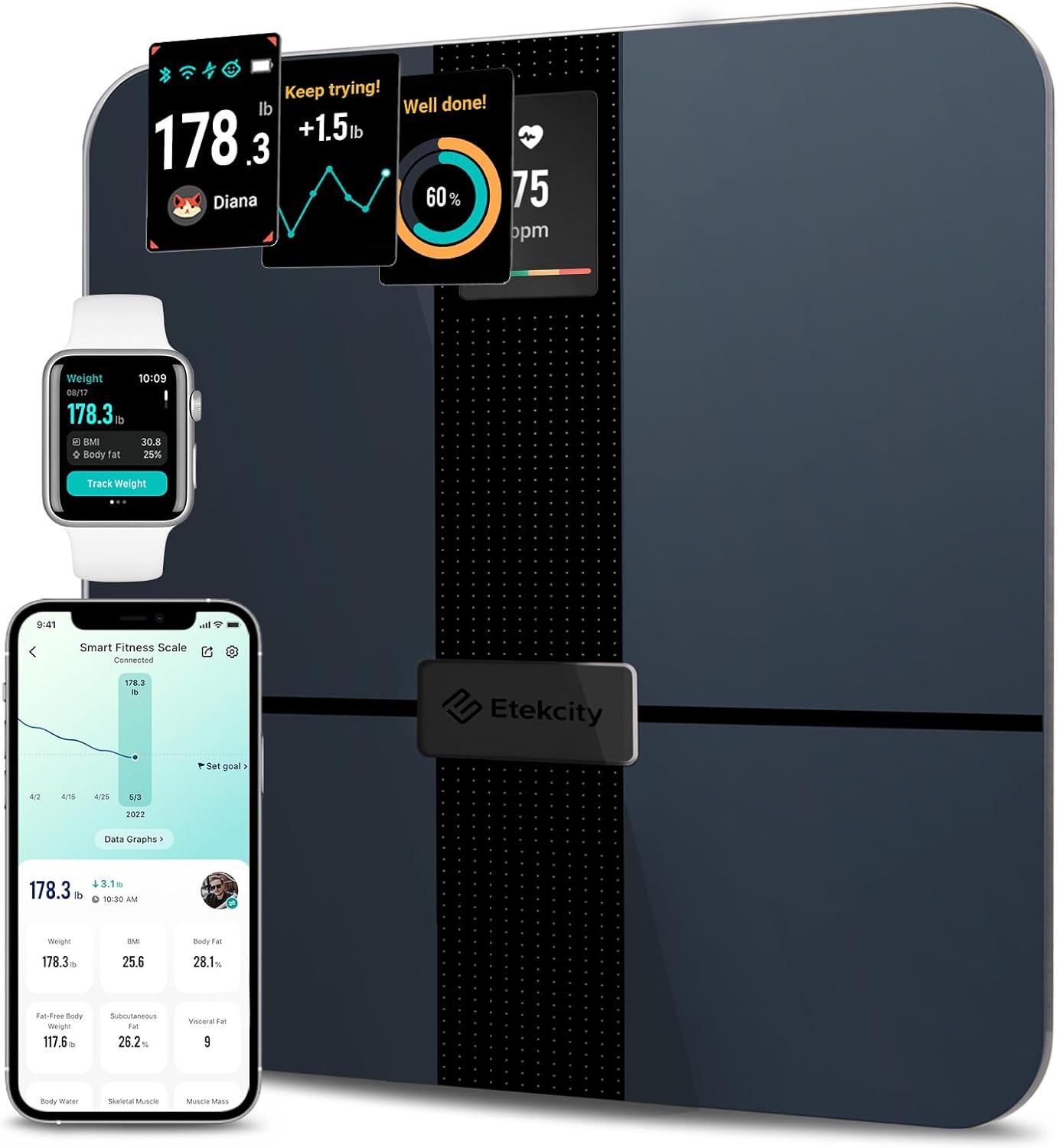 Etekcity Smart Scale for Body Weight Fat, FSA HSA Eligible, Digital Bathroom Weighing Machine for Accurate BMI Muscle Mass Composition, Home Use Apple Health Compatible Fitness Equipment Etekcity Smart Scale for Body Weight Fat, FSA HSA Eligible, Digital Bathroom Weighing Machine for Accurate BMI Muscle Mass Composition, Home Use Apple Health Compatible Fitness Equipment