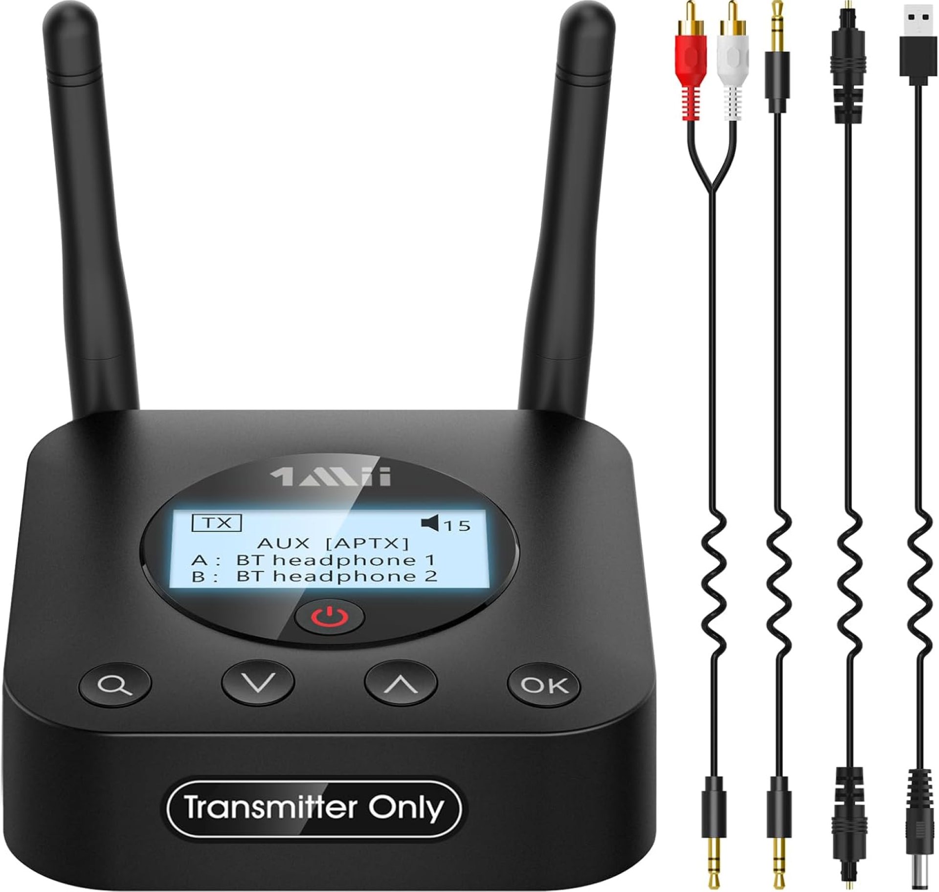 1Mii B06TX+ Long Range Bluetooth 5.2 Transmitter for TV/PC/Projector to 2 Wireless Headphones/Speakers, Bluetooth Adapter for TV w/Screen Display Plug n Play, aptX Low Latency & HD Audio 1Mii B06TX+ Long Range Bluetooth 5.2 Transmitter for TV/PC/Projector to 2 Wireless Headphones/Speakers, Bluetooth Adapter for TV w/Screen Display Plug n Play, aptX Low Latency & HD Audio