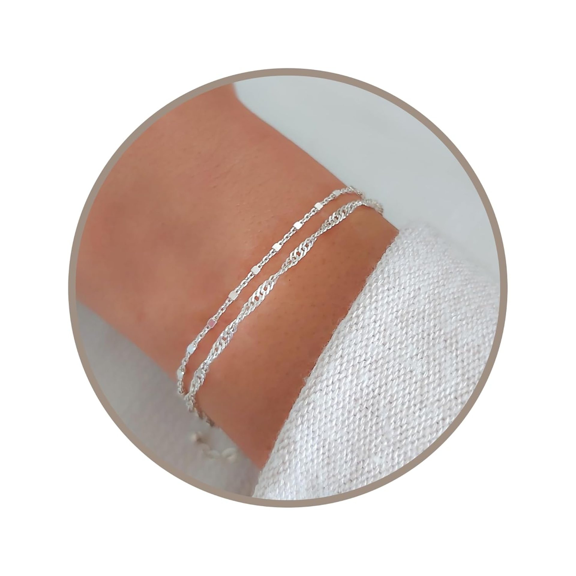 Annika Bella Double Strand Silver Bracelet, 6.5-7.5 Inches Hand Chain, Sterling Silver Bracelets for Women, Waterproof Jewelry for Women Teen (Twirl & Satellite Chains) Annika Bella Double Strand Silver Bracelet, 6.5-7.5 Inches Hand Chain, Sterling Silver Bracelets for Women, Waterproof Jewelry for Women Teen (Twirl & Satellite Chains)