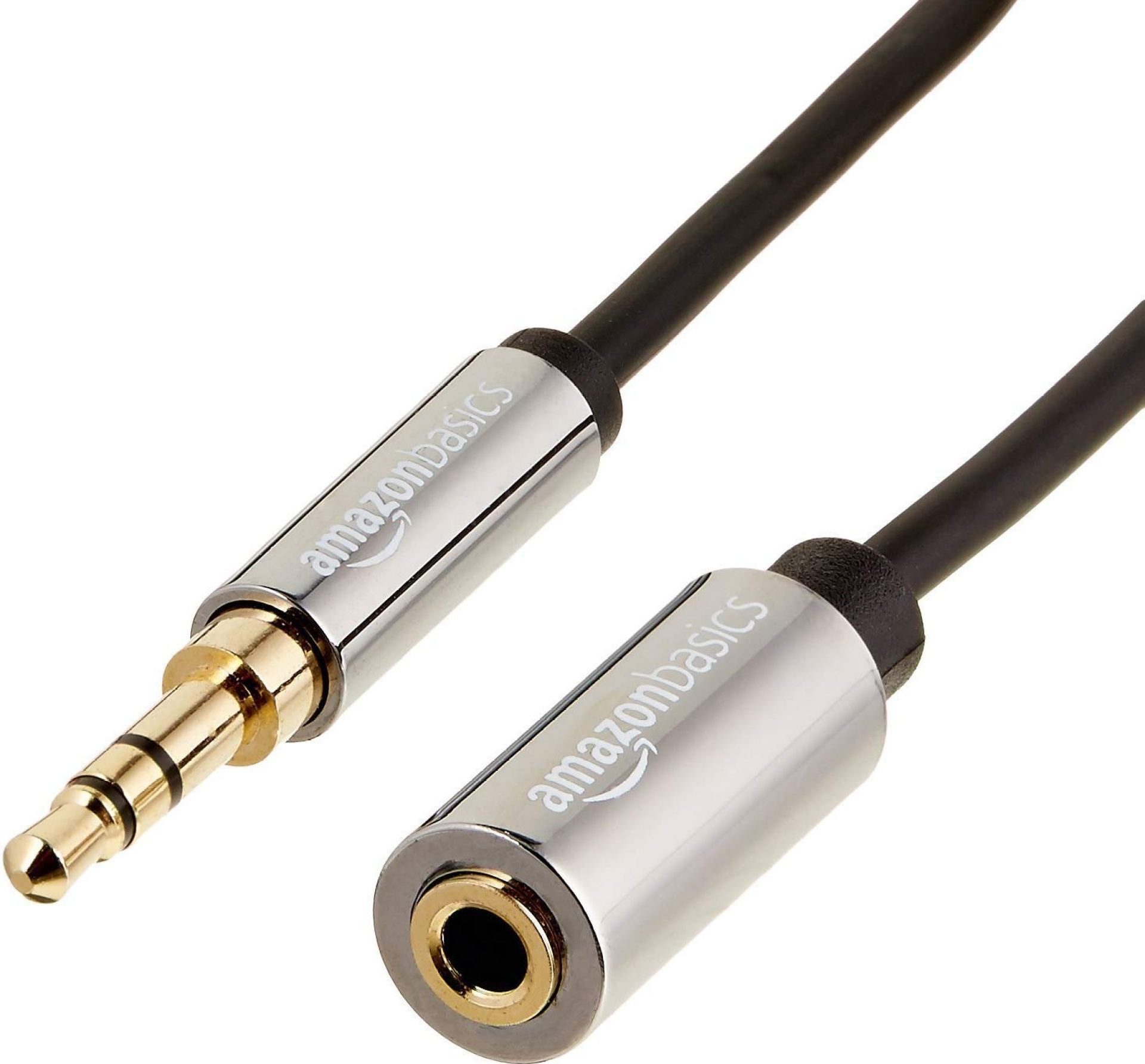 Amazon Basics 3.5mm Aux Jack Audio Extension Cable, Male to Female, Adapter for Headphone or Smartphone, 25 Foot, Black Amazon Basics 3.5mm Aux Jack Audio Extension Cable, Male to Female, Adapter for Headphone or Smartphone, 25 Foot, Black