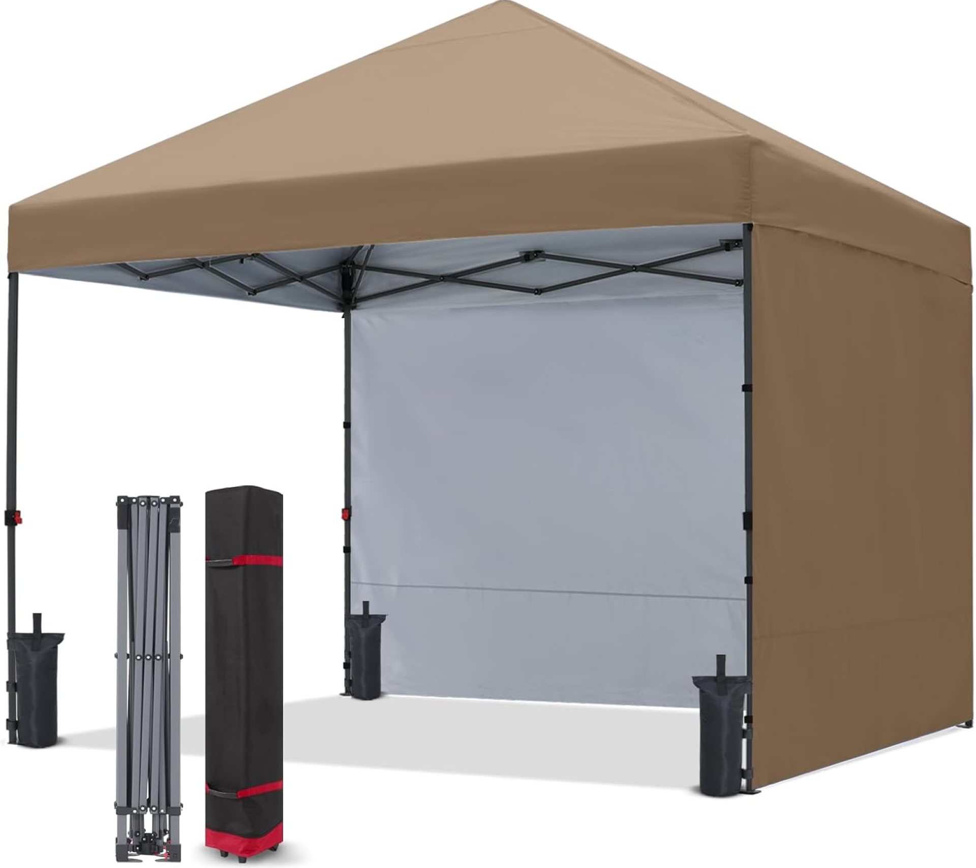 COOSHADE Pop Up Canopy Tent 10×10 with 2 Sidewalls, Outdoor Shade Instant Canopy Tents(Khaki) COOSHADE Pop Up Canopy Tent 10×10 with 2 Sidewalls, Outdoor Shade Instant Canopy Tents(Khaki)