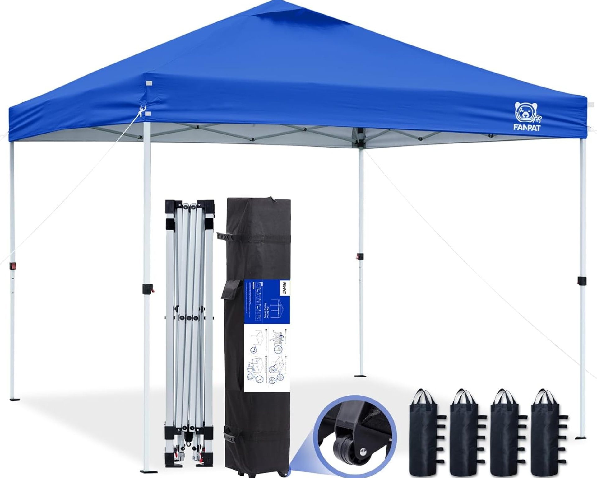 10×10 Pop Up Canopy Tent,300D Silver-Coating Top,1-Person Setup Commercial Heavy Dury Canopy Tent Instant Portable Shelter and Wheel Carry Bag, Bonus 8 Stakes and 4 Canopy Weights(Blue)… 10×10 Pop Up Canopy Tent,300D Silver-Coating Top,1-Person Setup Commercial Heavy Dury Canopy Tent Instant Portable Shelter and Wheel Carry Bag, Bonus 8 Stakes and 4 Canopy Weights(Blue)…