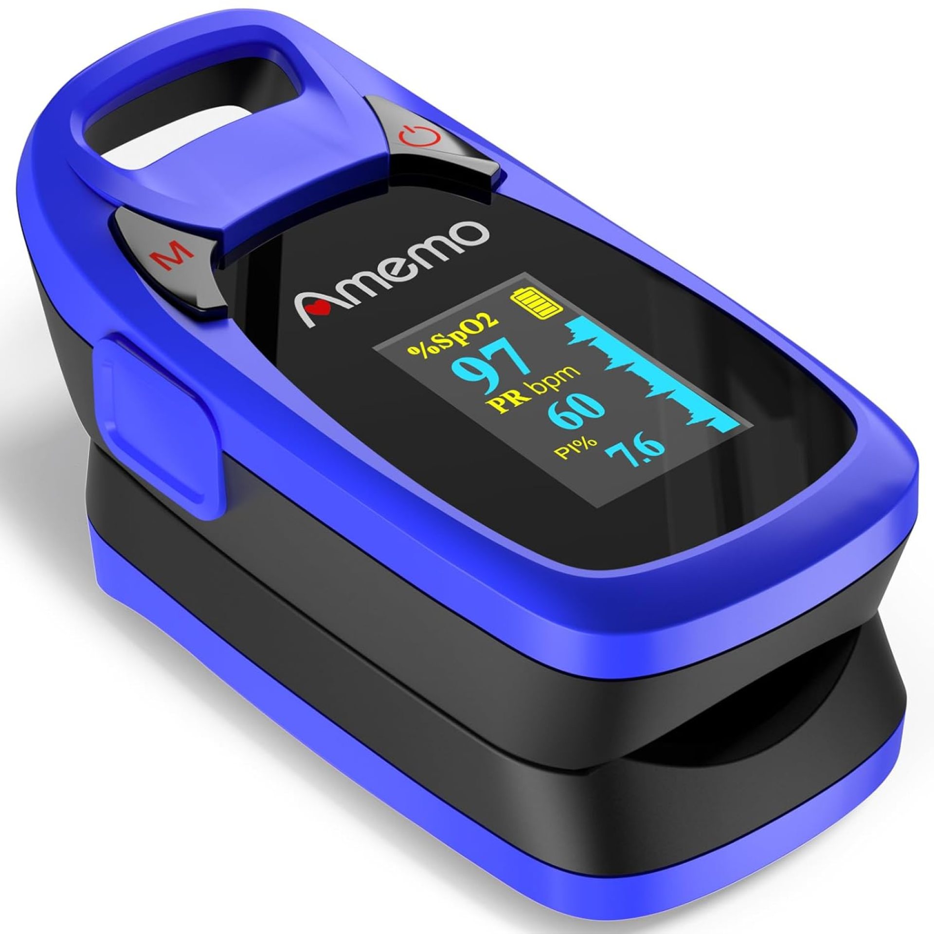 Fingertip Pulse Oximeter with Plethysmograph and Perfusion Index, include carrying case, Large OLED Digital Display Blood Oxygen Saturation Monitor Heart Rate Monitor (Blue) Fingertip Pulse Oximeter with Plethysmograph and Perfusion Index, include carrying case, Large OLED Digital Display Blood Oxygen Saturation Monitor Heart Rate Monitor (Blue)