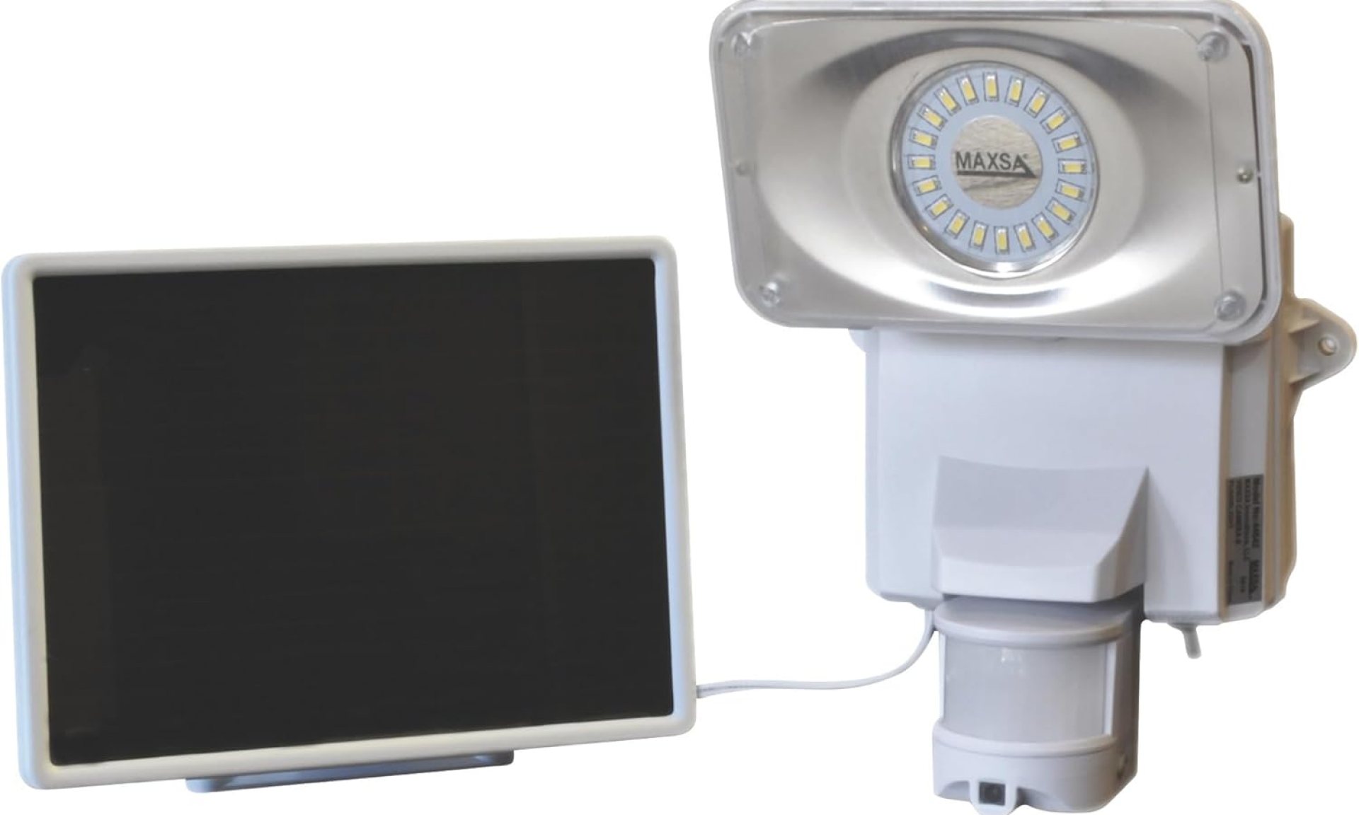 Maxsa 44642-CAM-WH Secure Motion-Activated Solar Security Camera and Floodlight – White Maxsa 44642-CAM-WH Secure Motion-Activated Solar Security Camera and Floodlight – White