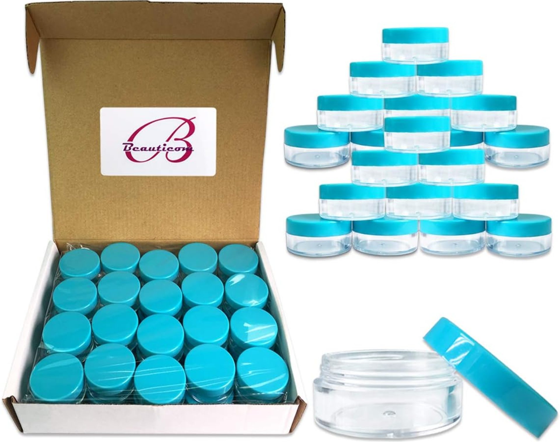40 New empty 10 Gram (0.35 oz) Plastic Pot Jars with Lids for Lip Balms, Salves, Creams, Cosmetics, Nail Accessories, Rhinestones, Herbs, Spices – BPA Free (Teal Screw Lid) 40 New empty 10 Gram (0.35 oz) Plastic Pot Jars with Lids for Lip Balms, Salves, Creams, Cosmetics, Nail Accessories, Rhinestones, Herbs, Spices – BPA Free (Teal Screw Lid)