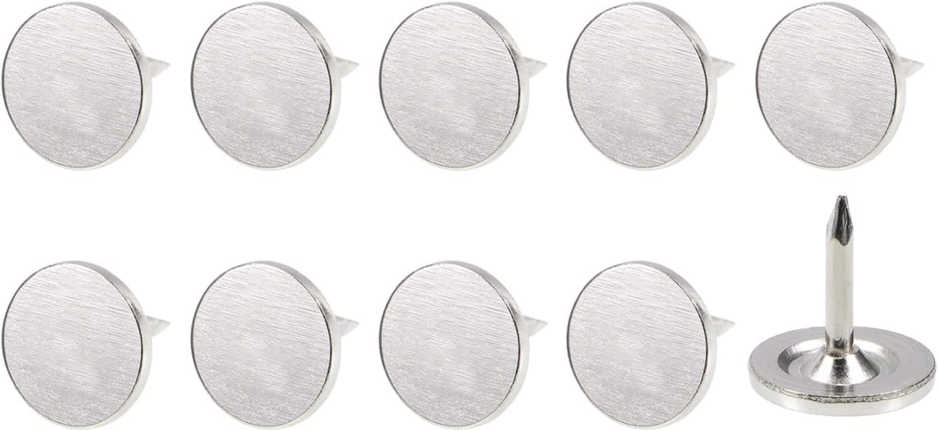 METALLIXITY Upholstery Nail Tacks (9.5x10x1.2mm) 50Pcs, Iron Flat Head Push Pins – for House Construction, Home Kitchen Furniture, Silver Tone METALLIXITY Upholstery Nail Tacks (9.5x10x1.2mm) 50Pcs, Iron Flat Head Push Pins – for House Construction, Home Kitchen Furniture, Silver Tone