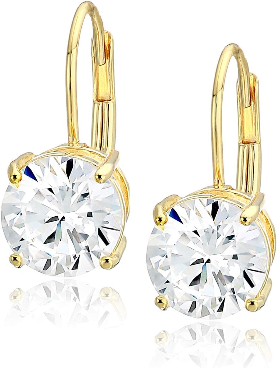 Amazon Essentials Sterling Silver Round Cut Cubic Zirconia Leverback Earrings , (previously Amazon Collection) Amazon Essentials Sterling Silver Round Cut Cubic Zirconia Leverback Earrings , (previously Amazon Collection)