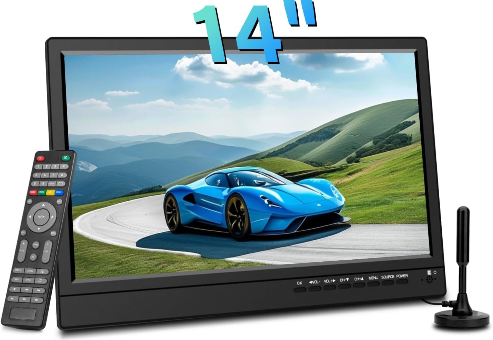 14 inch Small Kitchen TV Portable with Antenna ATSC Tuner, Built-in TV Stand and Remote Control, HDMI, USB, TF,Hearphone Jack for Kitchen/Bedroom/Car/RV/Camping 14 inch Small Kitchen TV Portable with Antenna ATSC Tuner, Built-in TV Stand and Remote Control, HDMI, USB, TF,Hearphone Jack for Kitchen/Bedroom/Car/RV/Camping