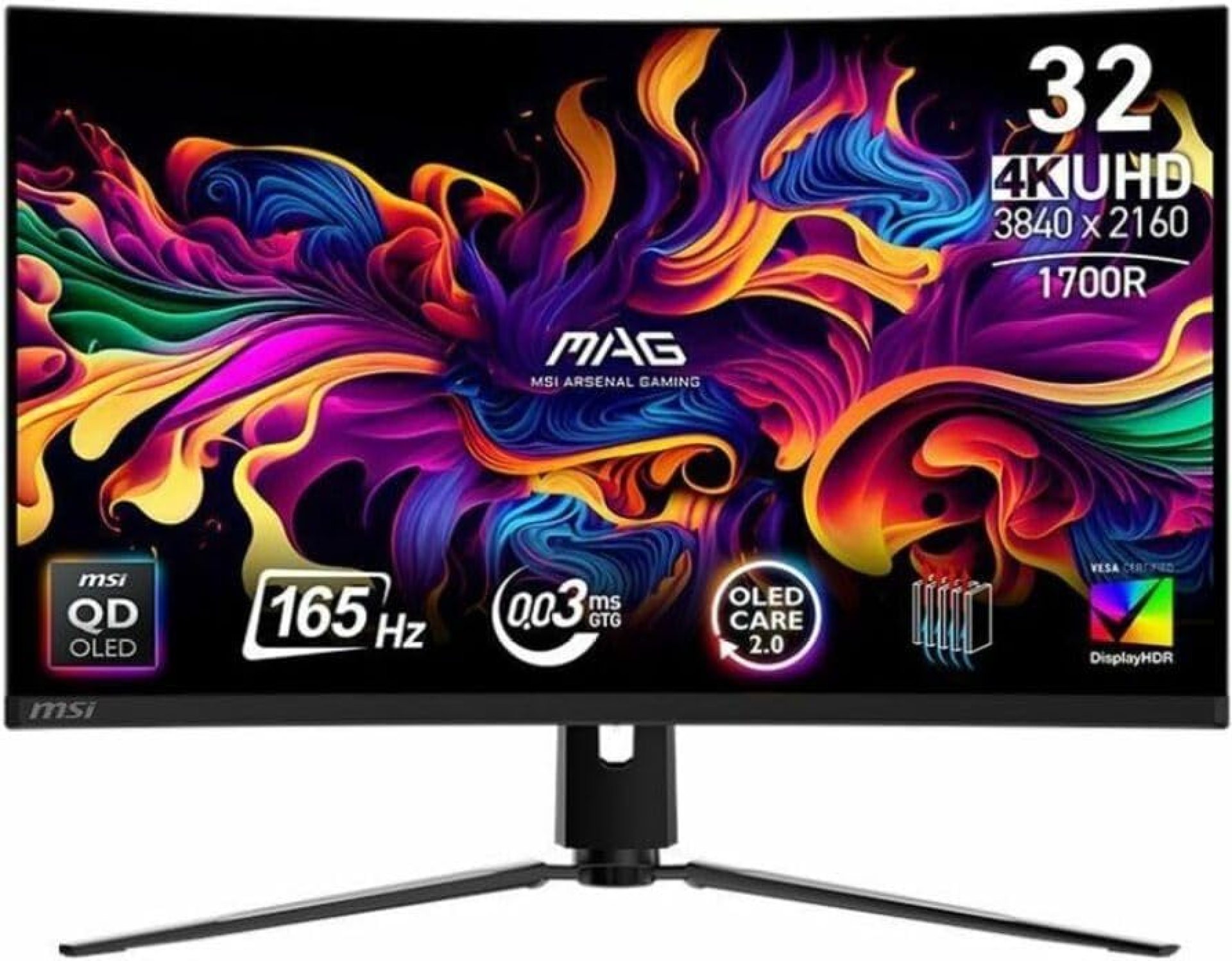 MSI MAG 321CUP QD-OLED 32-inch 3840 x 2160 (UHD) Computer Monitor, 165Hz, Adaptive-Synch, HDMI, DP Port, VESA Mountable, Tilt, Speaker, 0.03ms, Black MSI MAG 321CUP QD-OLED 32-inch 3840 x 2160 (UHD) Computer Monitor, 165Hz, Adaptive-Synch, HDMI, DP Port, VESA Mountable, Tilt, Speaker, 0.03ms, Black