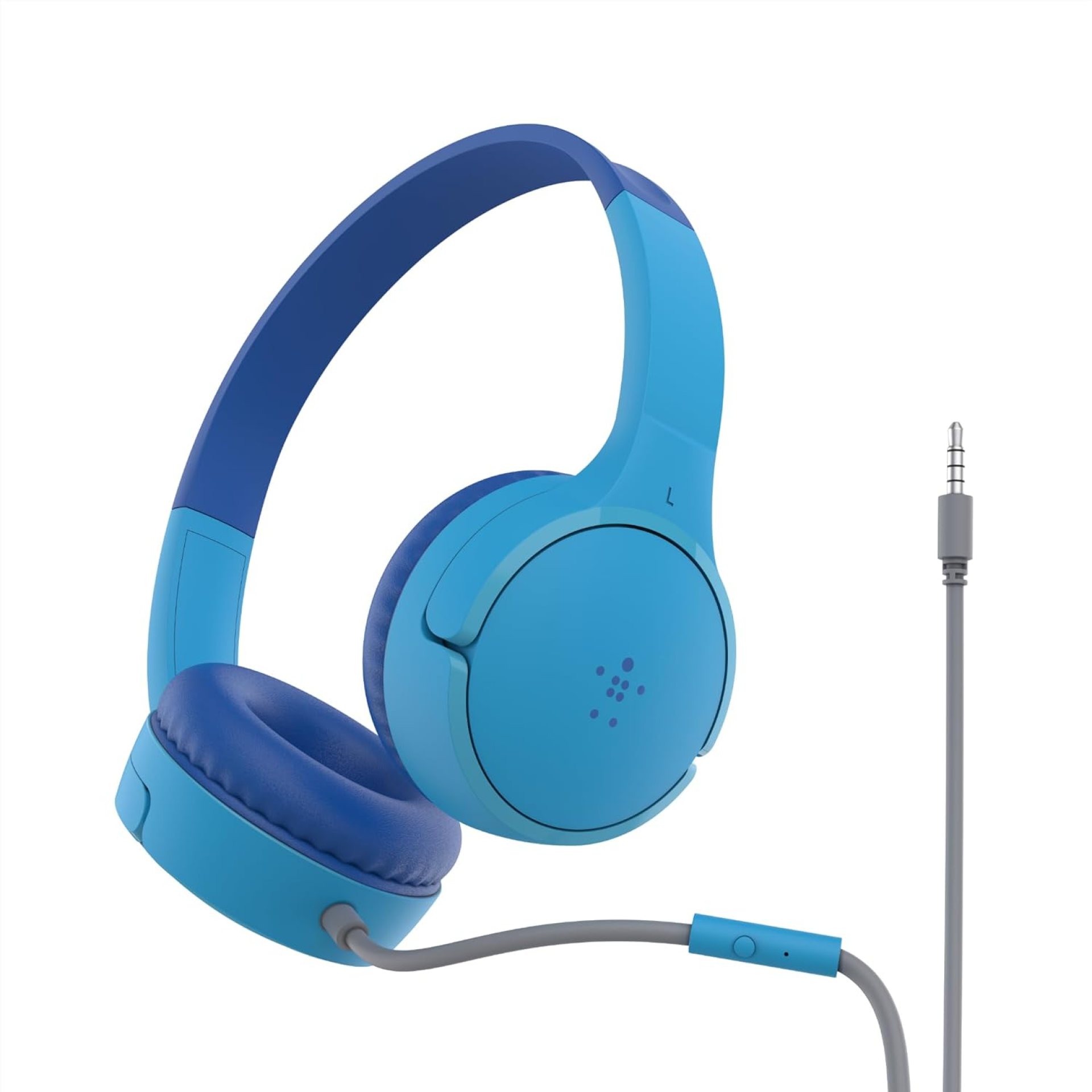 Belkin SoundForm Mini Kids Wired Headphones with Built-in Microphone & Fun Stickers, 85dB Safe Volume Limit – for Online Learning, Travel, Compatible w/iPhone 15, iPad, Galaxy S23, & More – Blue Belkin SoundForm Mini Kids Wired Headphones with Built-in Microphone & Fun Stickers, 85dB Safe Volume Limit – for Online Learning, Travel, Compatible w/iPhone 15, iPad, Galaxy S23, & More – Blue
