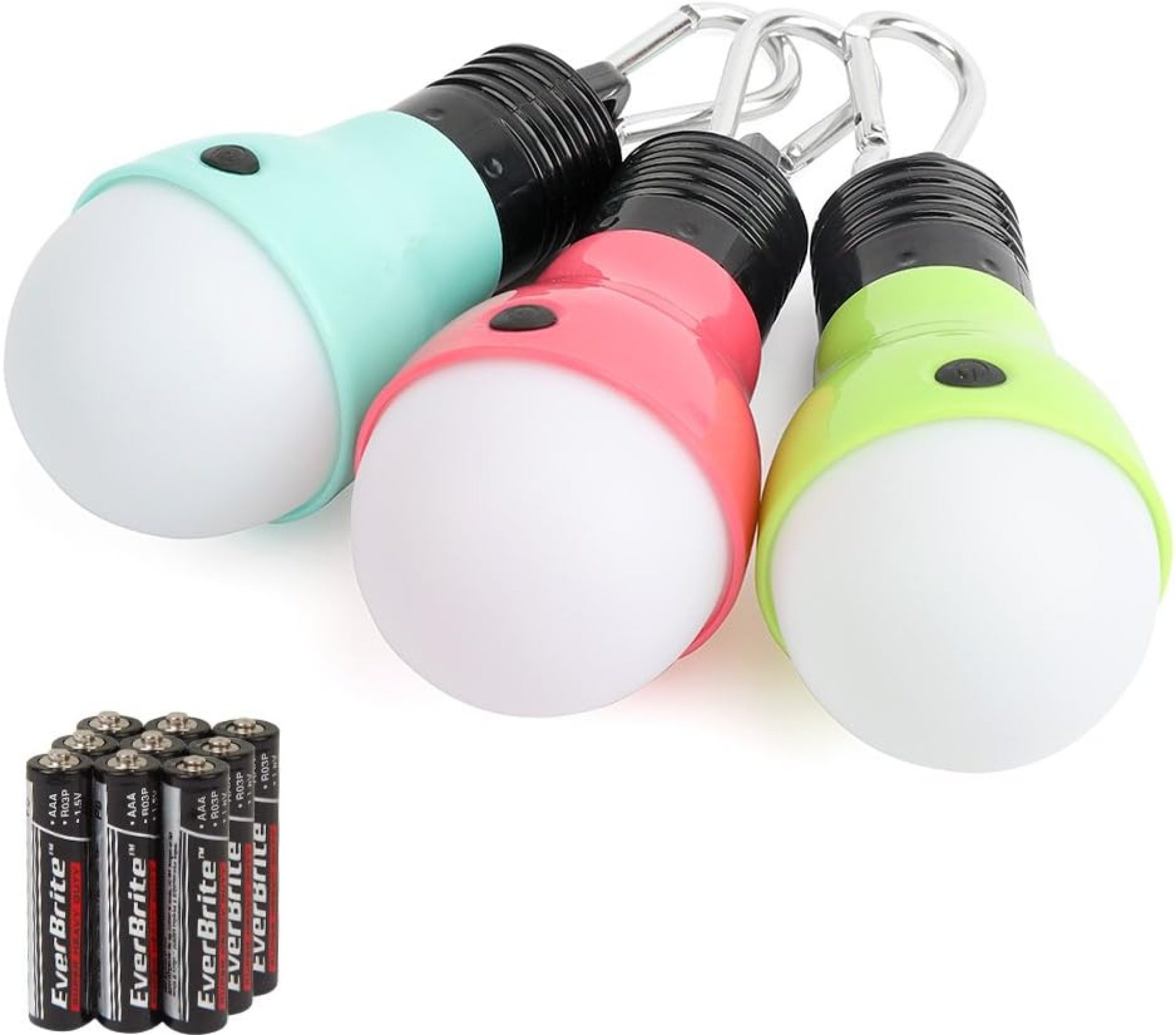 EverBrite 3-Pack Camping Lights – 3 Lighting Modes, Portable LED Bulbs Ideal for Kids’ Adventure Activities, Backpacking, Camping, Picnic, Emergency and More, 3 x AAA Batteries Included EverBrite 3-Pack Camping Lights – 3 Lighting Modes, Portable LED Bulbs Ideal for Kids’ Adventure Activities, Backpacking, Camping, Picnic, Emergency and More, 3 x AAA Batteries Included