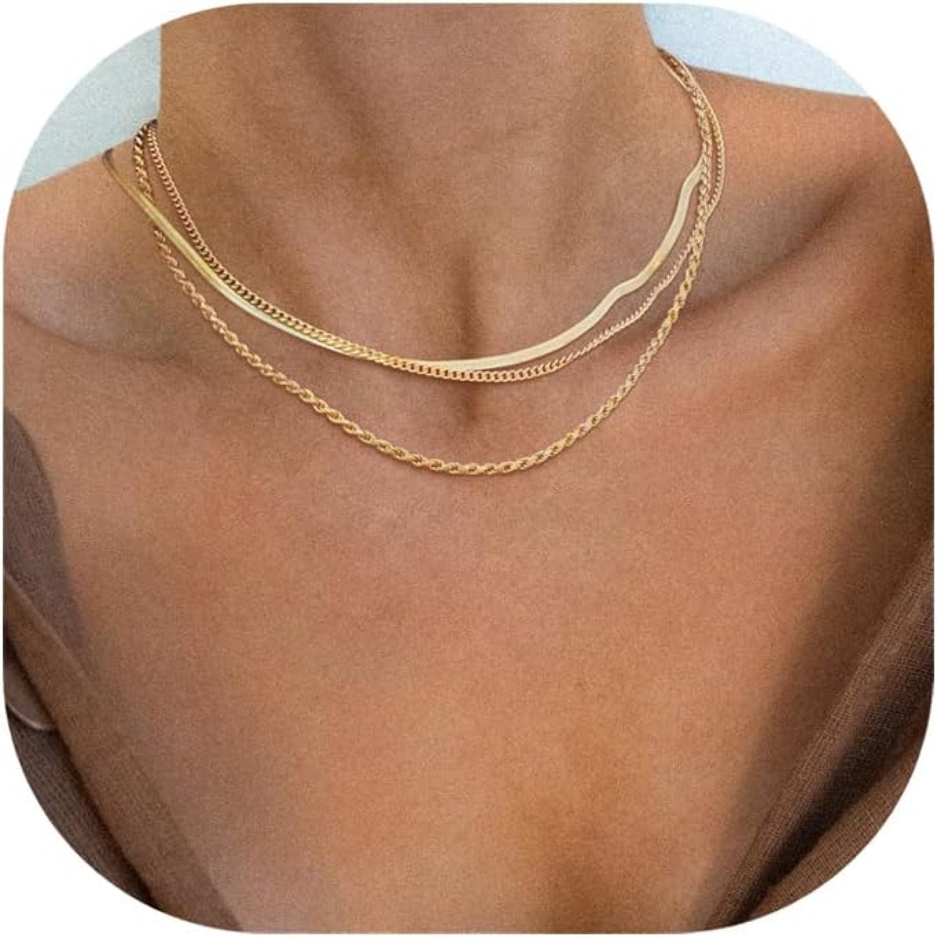 Herringbone Necklace for Women,Dainty Gold Necklace,14k Gold Plated Snake,Gold Chain Choker Necklaces,Simple Gold Layered Necklaces,Gold Jewelry Gift for Women Herringbone Necklace for Women,Dainty Gold Necklace,14k Gold Plated Snake,Gold Chain Choker Necklaces,Simple Gold Layered Necklaces,Gold Jewelry Gift for Women