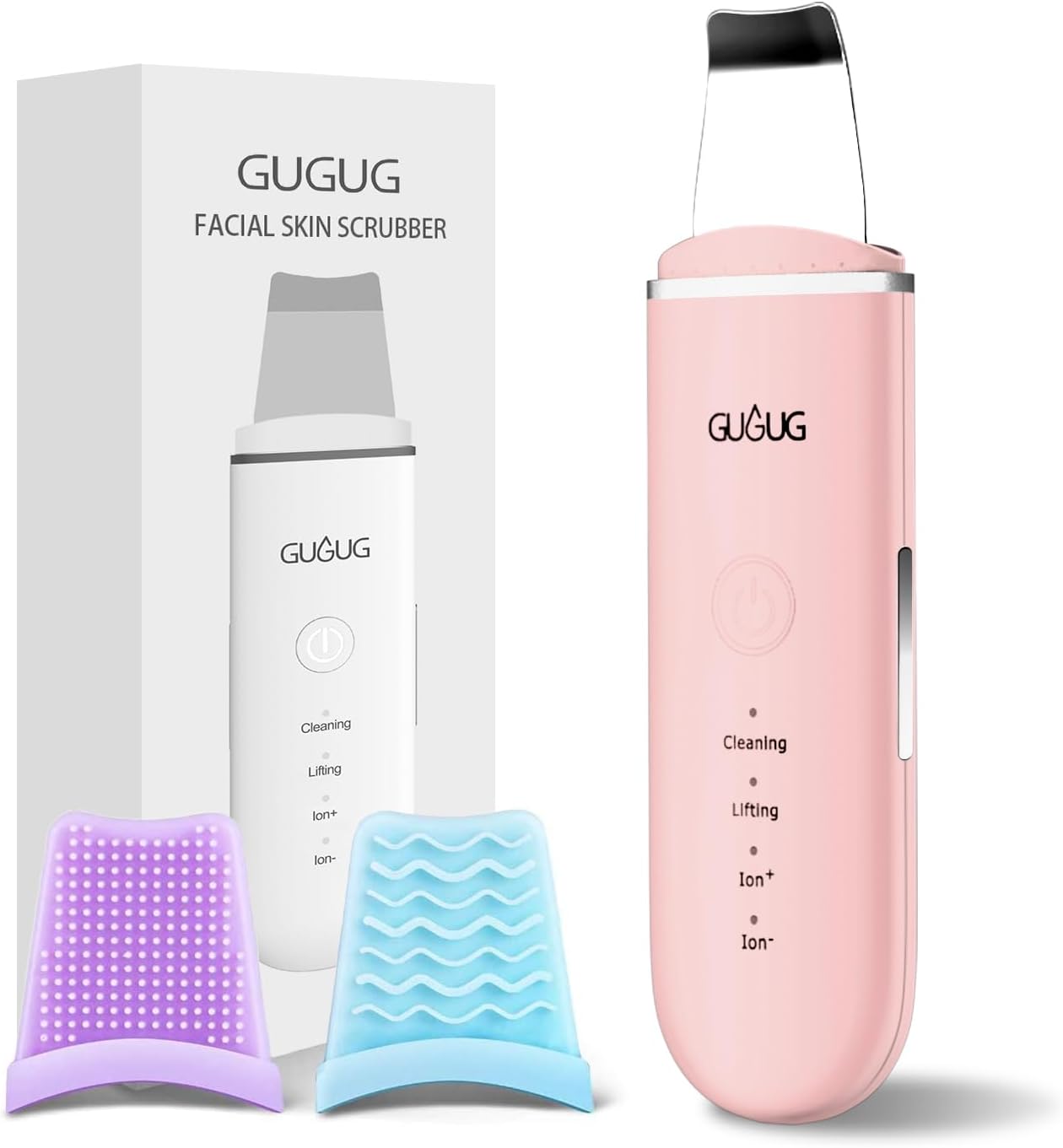 GUGUG Skin Scrubber Face Spatula – Skin Spatula Blackhead Remover Pore Cleaner with 4 Modes, Skin Care Tools-Pink GUGUG Skin Scrubber Face Spatula – Skin Spatula Blackhead Remover Pore Cleaner with 4 Modes, Skin Care Tools-Pink