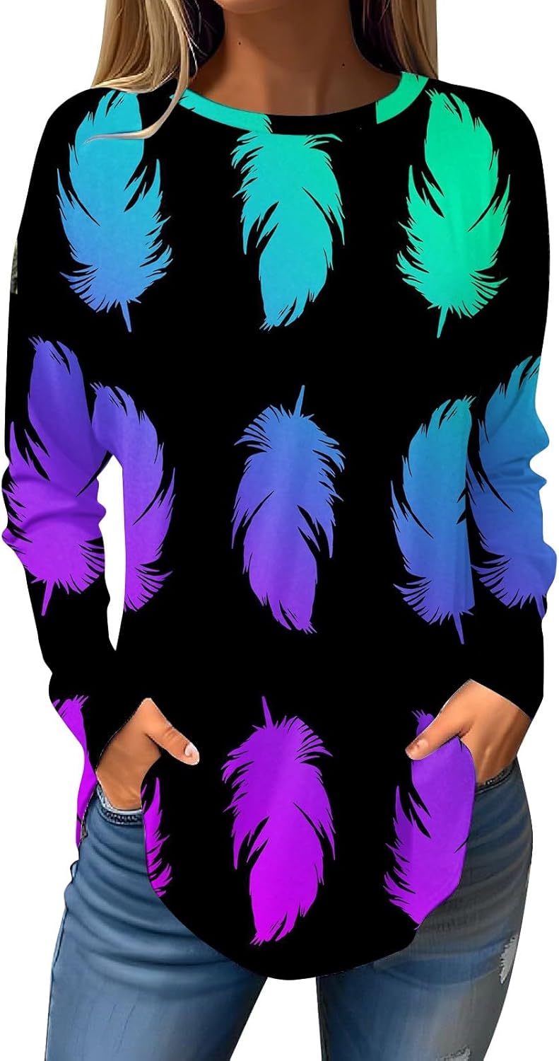 Ladies Tops and Blouses Casual Blouses Fall Tie Dye Gradient Tops Crewneck Plus Size Tunic Tops T Shirt Ladies Tops and Blouses Casual Blouses Fall Tie Dye Gradient Tops Crewneck Plus Size Tunic Tops T Shirt