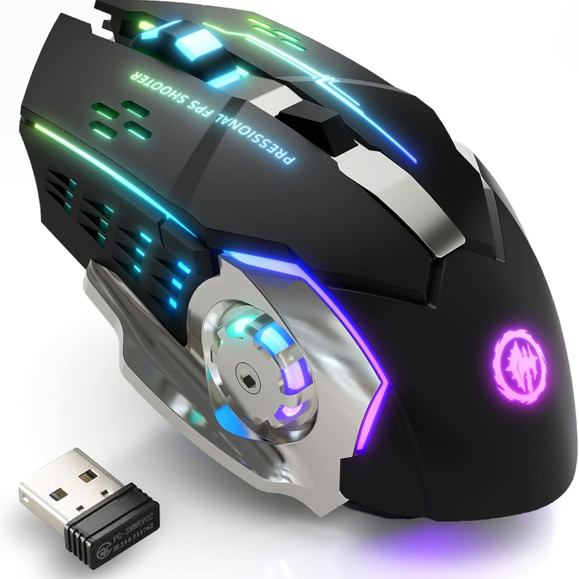 Wireless Gaming Mouse Bluetooth Mouse RGB Rechargeable 2.4G USB Cordless Computer Mice with 7 Color Backlit, 6 Buttons & Silent Click for Laptop, iPad, Mac OS, PC, Windows -Black Wireless Gaming Mouse Bluetooth Mouse RGB Rechargeable 2.4G USB Cordless Computer Mice with 7 Color Backlit, 6 Buttons & Silent Click for Laptop, iPad, Mac OS, PC, Windows -Black