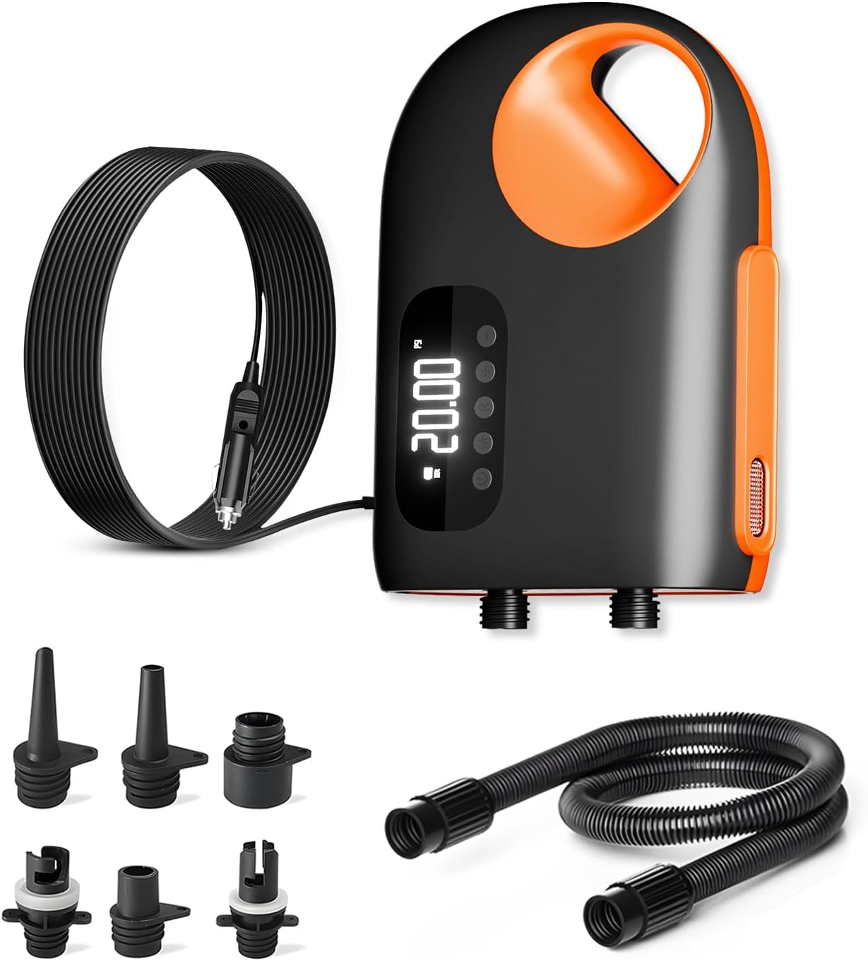 20PSI Paddle Board Pump, Portable Electric Sup Pump with LCD Display, 3 Light Mode, Dual Stage Inflation/Deflation AutoOff, Electric Air Pump with 12V DC Car Connector for Paddle Boards Kayaks Boats 20PSI Paddle Board Pump, Portable Electric Sup Pump with LCD Display, 3 Light Mode, Dual Stage Inflation/Deflation AutoOff, Electric Air Pump with 12V DC Car Connector for Paddle Boards Kayaks Boats