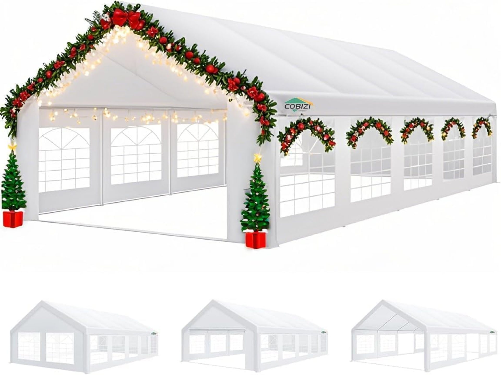 COBIZI 16x32FT Party Tent Heavy Duty Outdoor Gazebo White Event Shelter Wedding Canopy Tent for Parties Carport BBQ Commercial with Removable Sidewall Windows, Powder Coating (Better Than Galvanized) COBIZI 16x32FT Party Tent Heavy Duty Outdoor Gazebo White Event Shelter Wedding Canopy Tent for Parties Carport BBQ Commercial with Removable Sidewall Windows, Powder Coating (Better Than Galvanized)