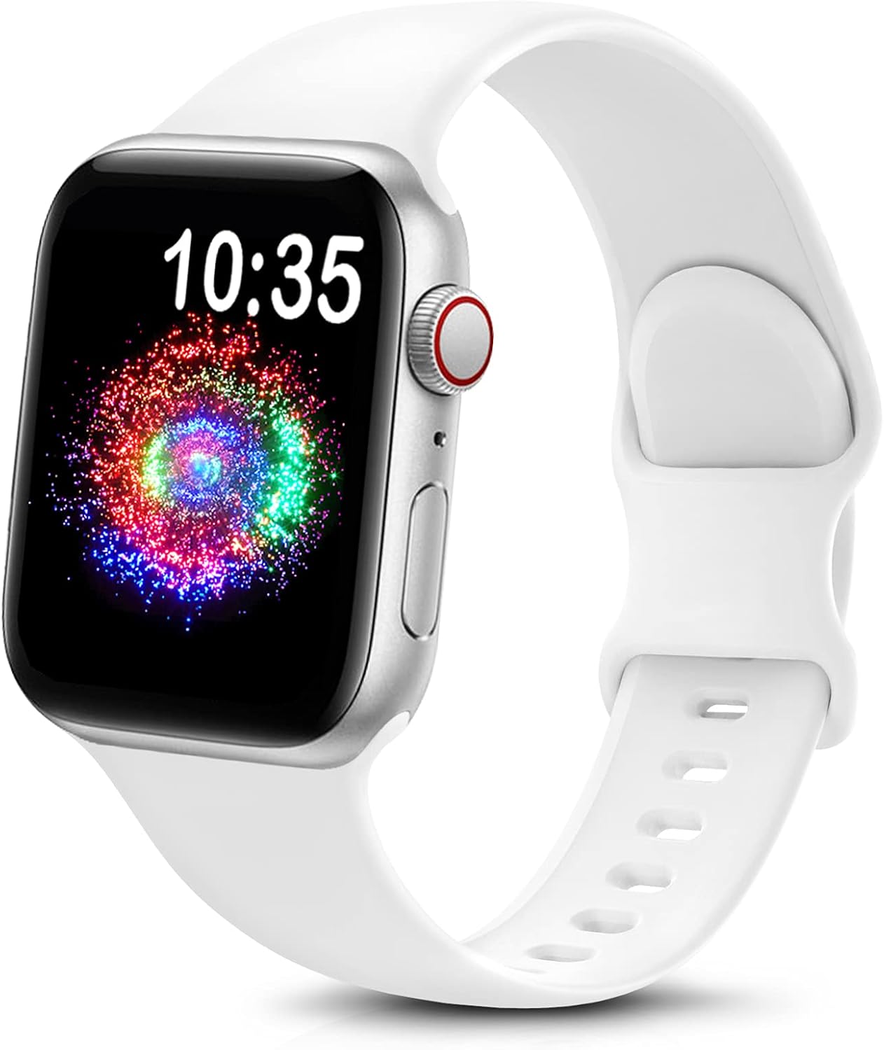 TreasureMax Sport Band Compatible with Apple Watch Bands 38mm 40mm 41mm 42mm 44mm 45mm 46mm 49mm, Soft Silicone Strap Compatible for Apple Watch Series 10 9 Ultra SE&SE2 8 7 6 5 4 3 2 Men Women White TreasureMax Sport Band Compatible with Apple Watch Bands 38mm 40mm 41mm 42mm 44mm 45mm 46mm 49mm, Soft Silicone Strap Compatible for Apple Watch Series 10 9 Ultra SE&SE2 8 7 6 5 4 3 2 Men Women White