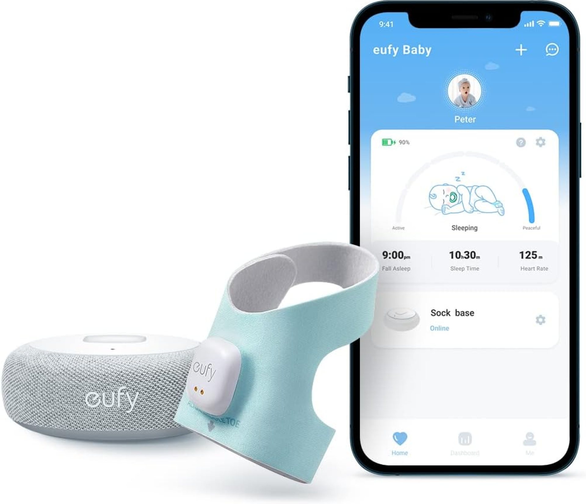 eufy Security Baby Smart Sock Baby Monitor with 2.4 GHz Wi-Fi, Track Sleep Patterns, Naps, Heart Rate, AI Cry Detection, Pan and Tilt, No Monthly Fee eufy Security Baby Smart Sock Baby Monitor with 2.4 GHz Wi-Fi, Track Sleep Patterns, Naps, Heart Rate, AI Cry Detection, Pan and Tilt, No Monthly Fee