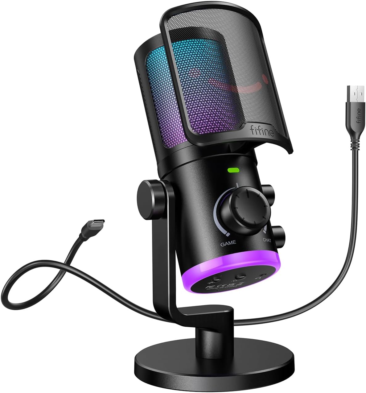 FIFINE Gaming PC Microphone, USB Streaming Microphone with Game Chat Balance, Computer Condenser Desktop RGB Mic with Mute Button, Noise Cancellation for Podcast/Twitch/Discord-AMPLIGAME AM6 FIFINE Gaming PC Microphone, USB Streaming Microphone with Game Chat Balance, Computer Condenser Desktop RGB Mic with Mute Button, Noise Cancellation for Podcast/Twitch/Discord-AMPLIGAME AM6
