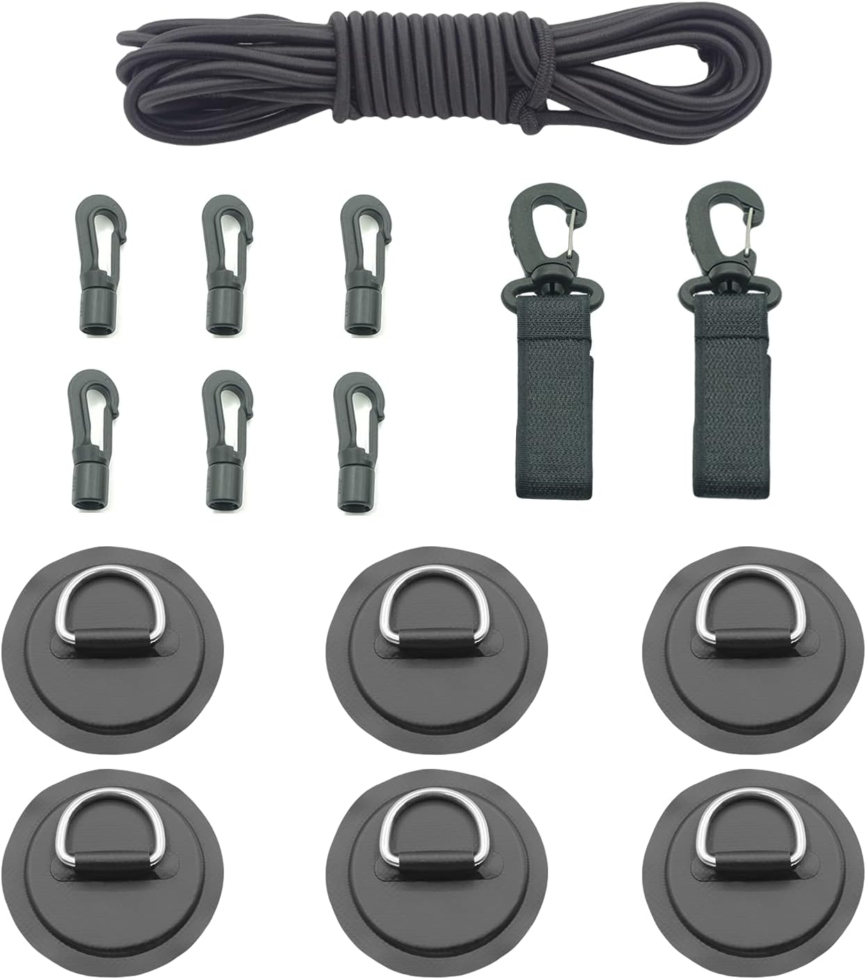 6 DRing Patch Bungee Cords 5mm 6m Elastic Cord Crafting Stretch String 6 Eagle Shock Cord Hooks 2 Kayak Paddle Holder for SUP PVC Inflatable Boat Kayak Canoe Deck Kayak Accessories Black 6 DRing Patch Bungee Cords 5mm 6m Elastic Cord Crafting Stretch String 6 Eagle Shock Cord Hooks 2 Kayak Paddle Holder for SUP PVC Inflatable Boat Kayak Canoe Deck Kayak Accessories Black