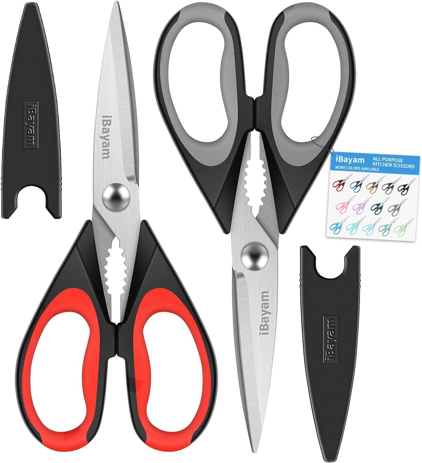 iBayam Kitchen Scissors All Purpose Heavy Duty, Kitchen Utensils Set, Stainless Steel Cooking Utensils Gadgets, Meat Poultry Food Shears Dishwasher Safe Utility Tools Home Gift, with Protective Sheath iBayam Kitchen Scissors All Purpose Heavy Duty, Kitchen Utensils Set, Stainless Steel Cooking Utensils Gadgets, Meat Poultry Food Shears Dishwasher Safe Utility Tools Home Gift, with Protective Sheath