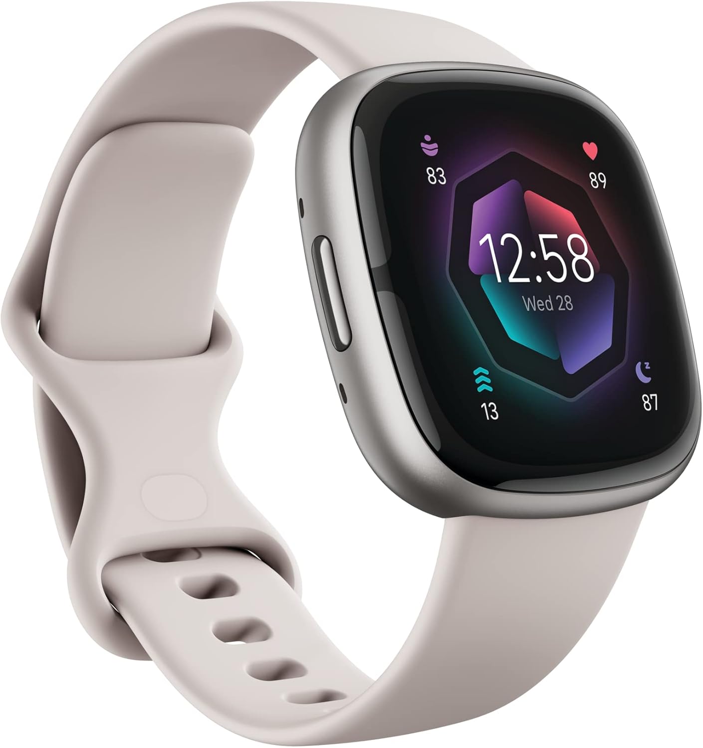 Fitbit Sense 2 Advanced Health and Fitness Smartwatch with Tools to Manage Stress and Sleep, ECG App, SpO2, 24/7 Heart Rate and GPS, Lunar White/Platinum, One Size (S & L Bands Included) Fitbit Sense 2 Advanced Health and Fitness Smartwatch with Tools to Manage Stress and Sleep, ECG App, SpO2, 24/7 Heart Rate and GPS, Lunar White/Platinum, One Size (S & L Bands Included)