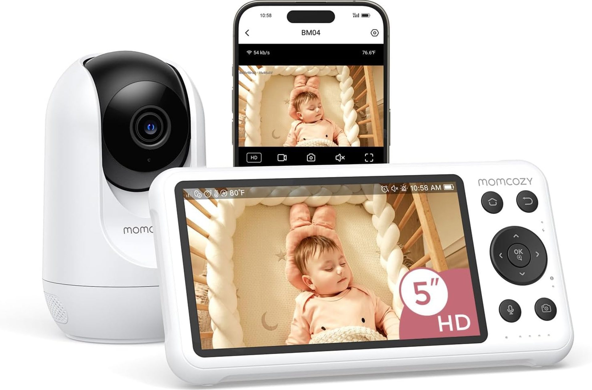 Momcozy Smart WiFi Baby Monitor with Camera and Audio, 5″ 1080P Screen with Wall Mount, Motion & Cry Detection, Safe Fence, Clear Night Vision, 5000mAh Battery, 2-Way Talk, Photo & Video Recording Momcozy Smart WiFi Baby Monitor with Camera and Audio, 5″ 1080P Screen with Wall Mount, Motion & Cry Detection, Safe Fence, Clear Night Vision, 5000mAh Battery, 2-Way Talk, Photo & Video Recording