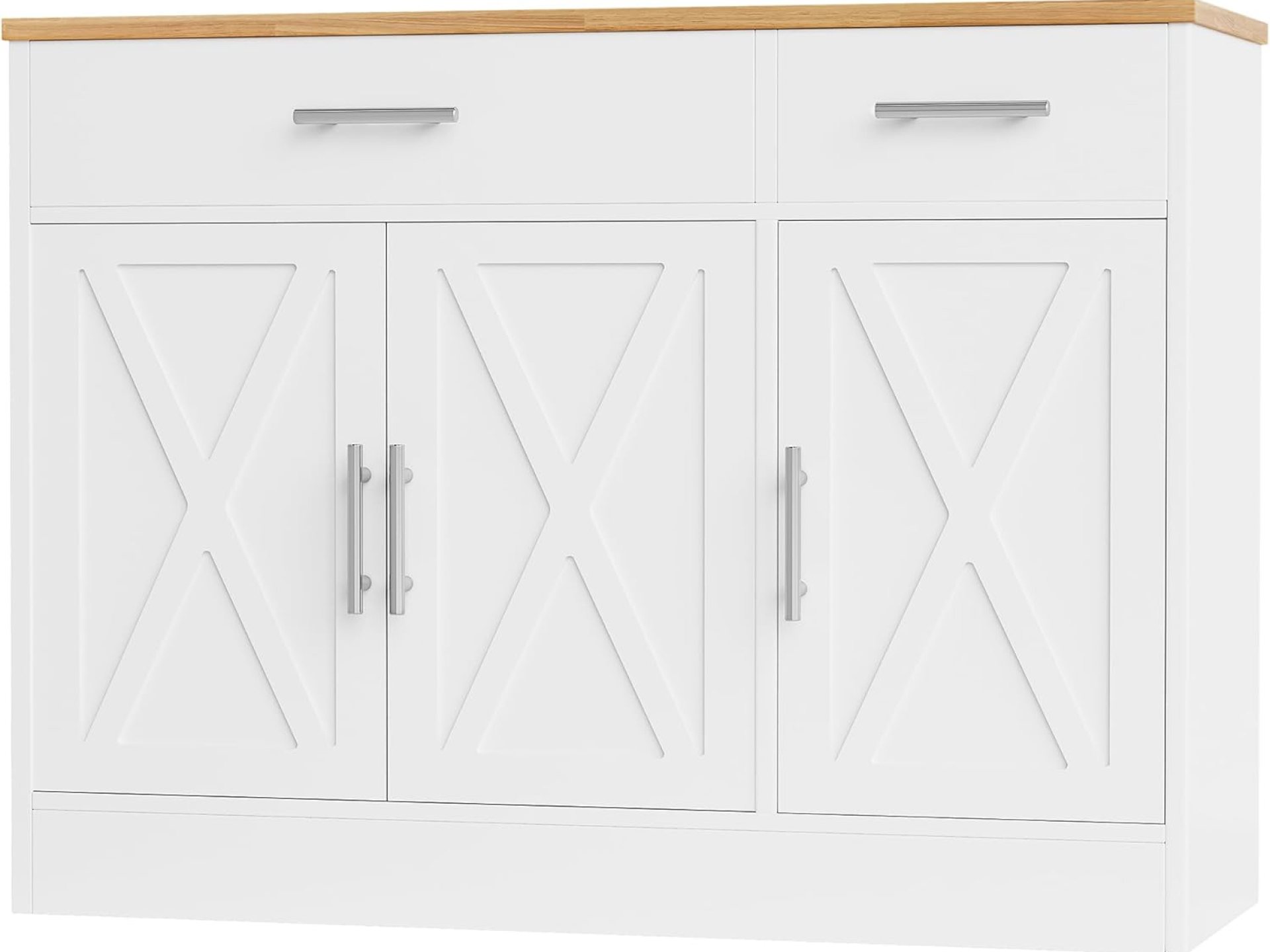 Shintenchi Modern Farmhouse Sideboard Buffet Cabinet with Storage with 3 Doors,42″ Barn Doors Buffet Cabinet with Storage, Wood Coffee Bar Cabinet with Adjustable Shelf for Kitchen Living Room,White Shintenchi Modern Farmhouse Sideboard Buffet Cabinet with Storage with 3 Doors,42″ Barn Doors Buffet Cabinet with Storage, Wood Coffee Bar Cabinet with Adjustable Shelf for Kitchen Living Room,White