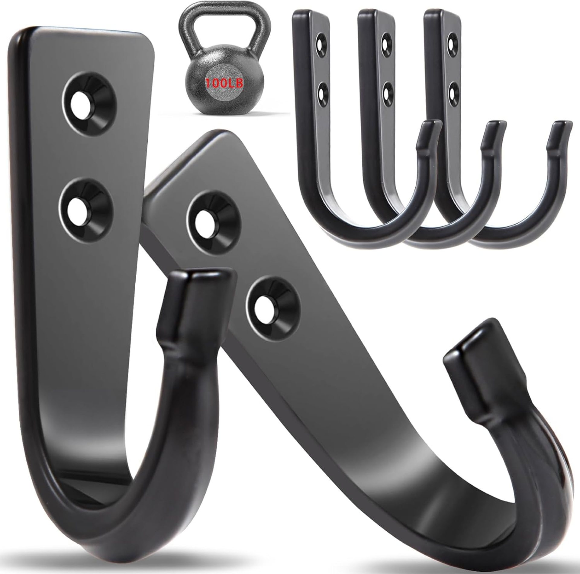WODEGIFT 5 Large Size Heavy Duty Wall Hooks, for Hanging Pans, Backpacks, Coats, Garage Items (Black) WODEGIFT 5 Large Size Heavy Duty Wall Hooks, for Hanging Pans, Backpacks, Coats, Garage Items (Black)