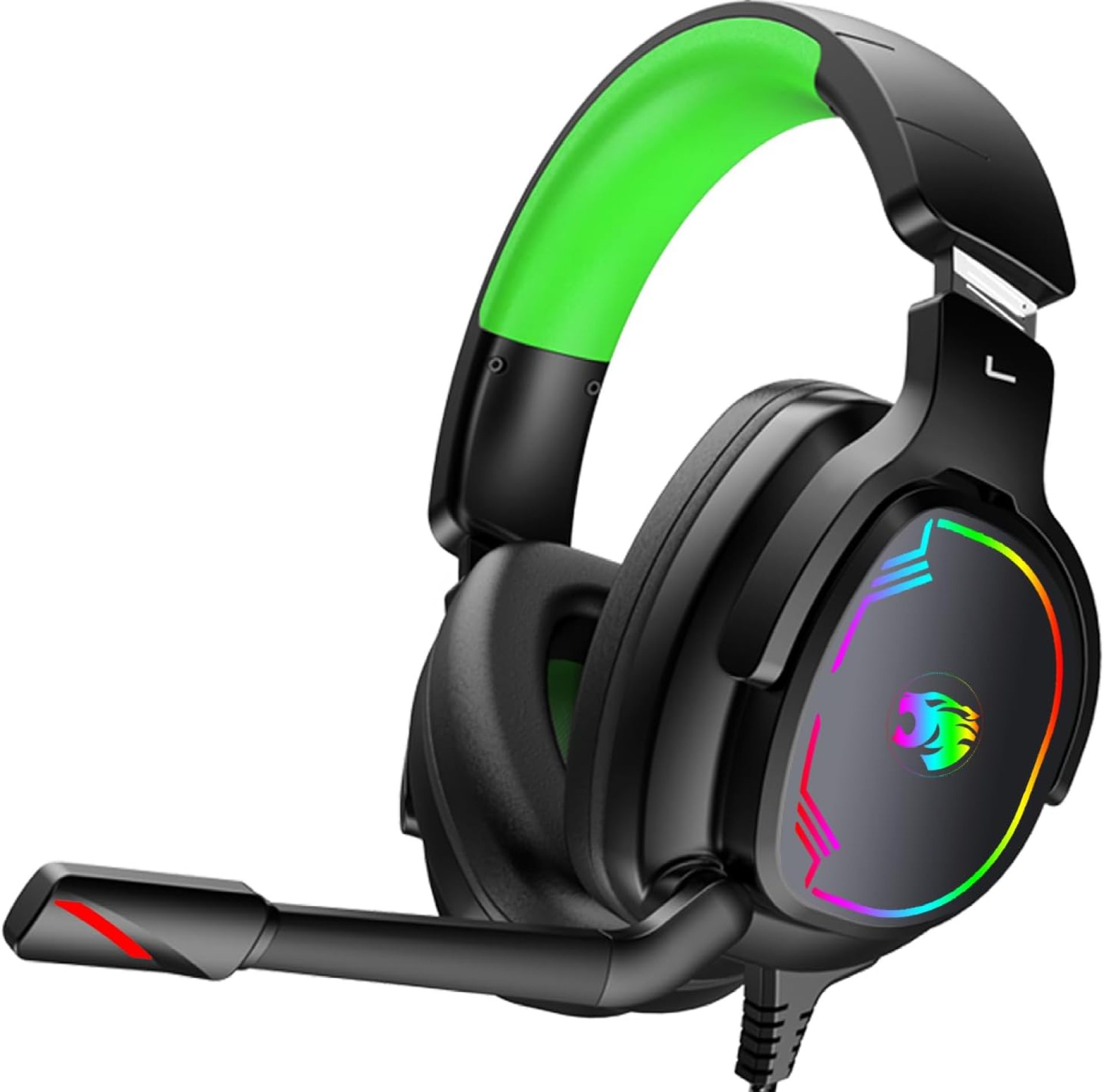 Gaming Headset for PC/PS4/PS5/Xbox One/Switch, Stereo Surround Sound Gaming Headphones with Noise Canceling Flexible Mic, Computer Headset with 3.5mm Jack & RGB Light(Green) Gaming Headset for PC/PS4/PS5/Xbox One/Switch, Stereo Surround Sound Gaming Headphones with Noise Canceling Flexible Mic, Computer Headset with 3.5mm Jack & RGB Light(Green)