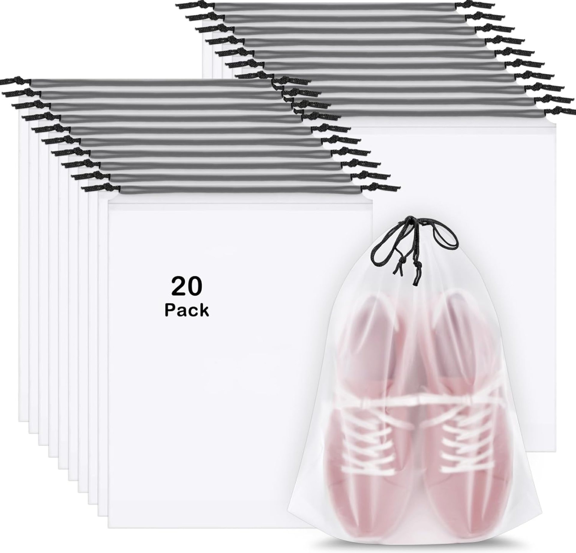 20 Pack Shoe Bags for Travel, 15.7″ x 11.8″ Clear Travel Shoe Bags for Packing, Large Waterproof Portable Drawstring Travel Shoe Storage Bag Travel Essentials Women for and Men 20 Pack Shoe Bags for Travel, 15.7″ x 11.8″ Clear Travel Shoe Bags for Packing, Large Waterproof Portable Drawstring Travel Shoe Storage Bag Travel Essentials Women for and Men