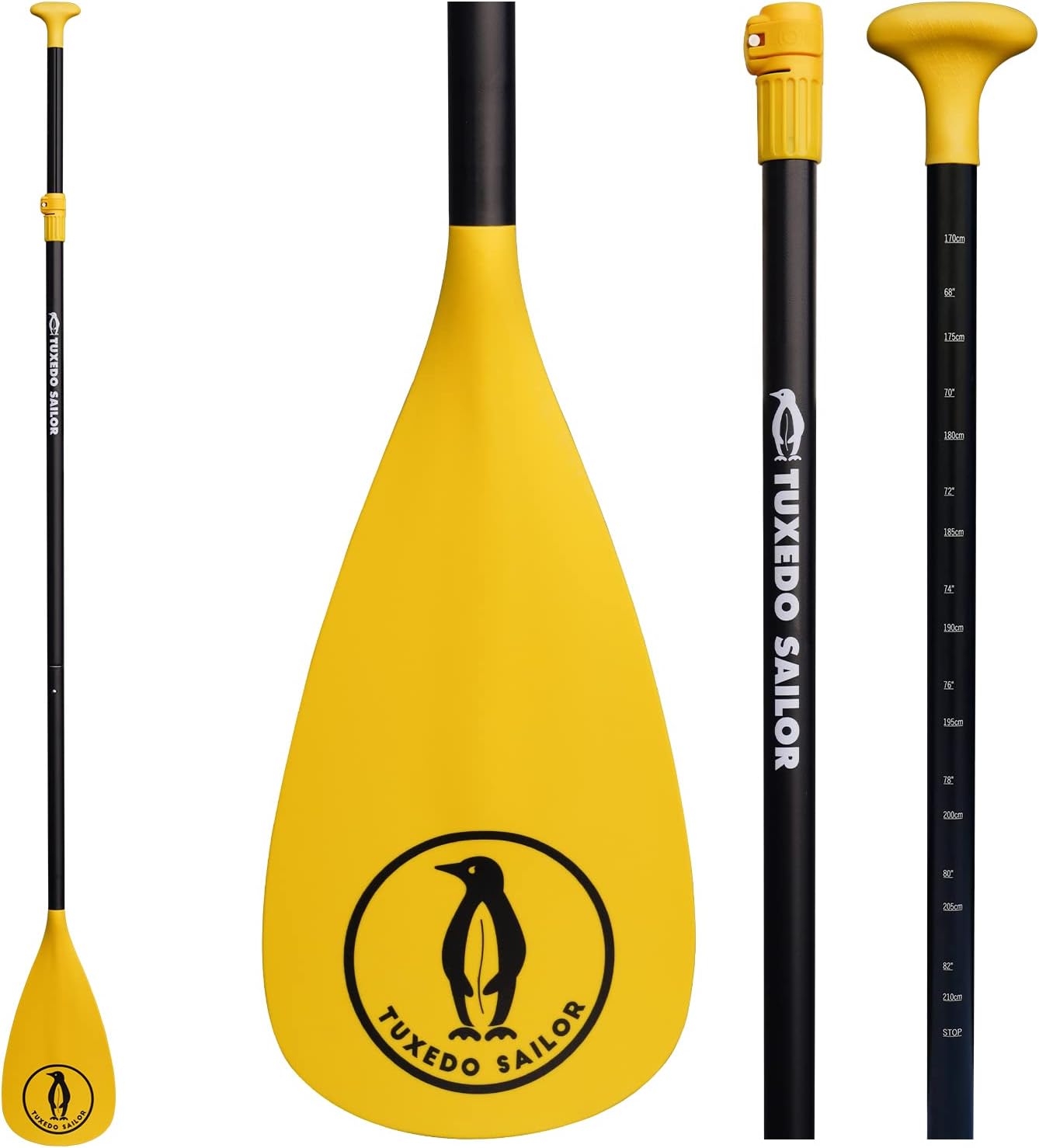Tuxedo Sailor SUP Paddle – 3 Piece Adjustable Stand Up Paddle Board Paddle – Lightweight & Floating Paddle Board Oar – Durable and Packable, Reinforced Nylon Blades – Efficient Stroke Tuxedo Sailor SUP Paddle – 3 Piece Adjustable Stand Up Paddle Board Paddle – Lightweight & Floating Paddle Board Oar – Durable and Packable, Reinforced Nylon Blades – Efficient Stroke