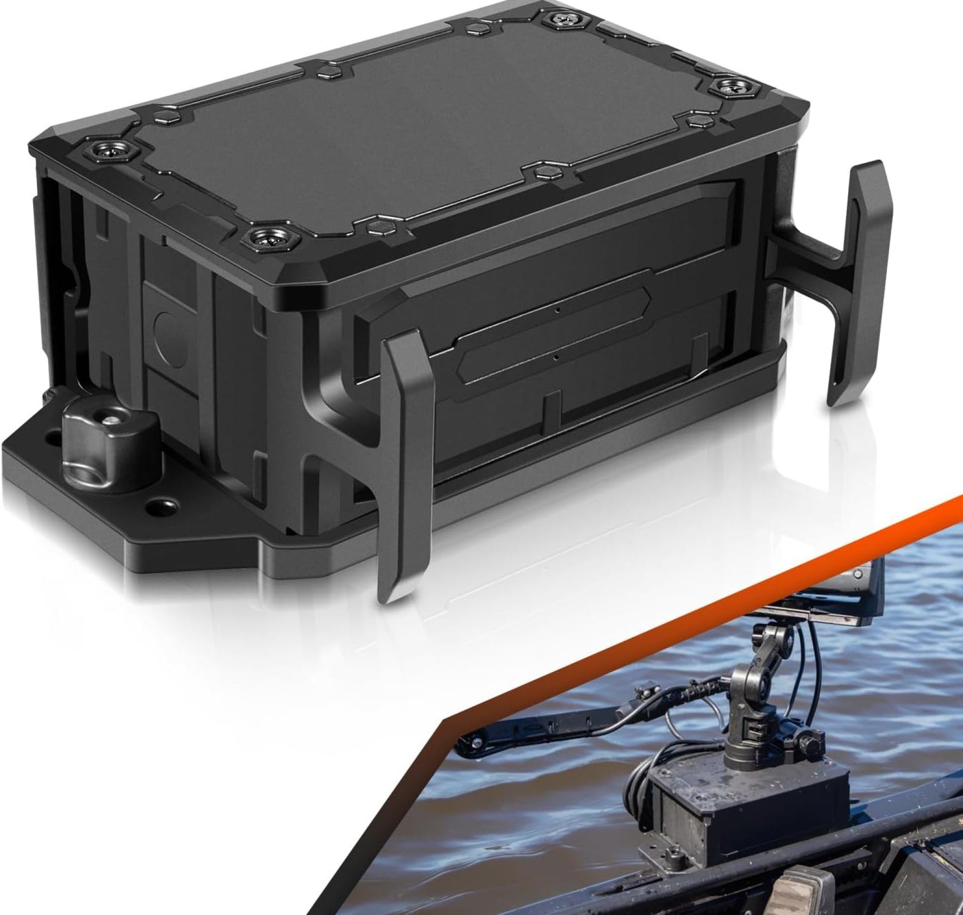 Track Mounted Battery Box for Fish Finders, Replace for YakAttack CellBlok (CLB-1002), Compatible with YakAttack Switchblade Transducer Arm, Fit for Most 7, 9, or 10 Ah 12v Batteries Track Mounted Battery Box for Fish Finders, Replace for YakAttack CellBlok (CLB-1002), Compatible with YakAttack Switchblade Transducer Arm, Fit for Most 7, 9, or 10 Ah 12v Batteries