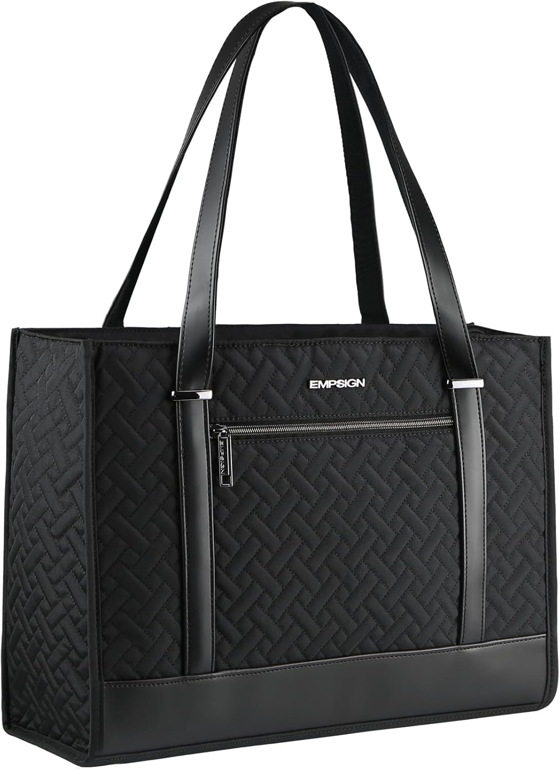 EMPSIGN Laptop Tote bag for women 16 Inch, Stylish Computer Shoulder Tote Bag for Work, Large Capacity Quilted Laptop Briefcase, Waterproof Women Business Office Bag, Quilted Black EMPSIGN Laptop Tote bag for women 16 Inch, Stylish Computer Shoulder Tote Bag for Work, Large Capacity Quilted Laptop Briefcase, Waterproof Women Business Office Bag, Quilted Black