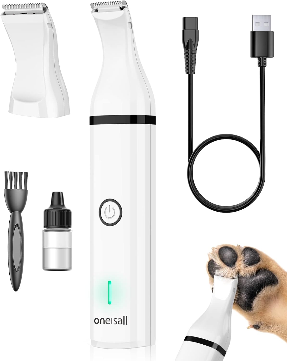 oneisall Dog Clippers with Double Blades,Cordless Small Pet Hair Grooming Trimmer,Low Noise for Trimming Dog’s Hair Around Paws, Eyes, Ears, Face, Rump (White) oneisall Dog Clippers with Double Blades,Cordless Small Pet Hair Grooming Trimmer,Low Noise for Trimming Dog’s Hair Around Paws, Eyes, Ears, Face, Rump (White)