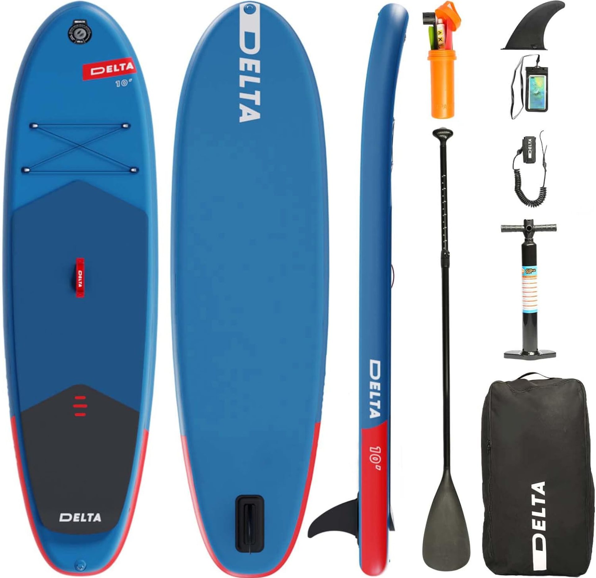 10’x32”x6” Inflatable Stand Up Paddle Board with SUP Accessories & Backpack. Non-Slip Deck,Wide Stance,Bottom Fin,Double Action Pump and Repair Kit.Youth & Adult Standing Boat(Blue-red) 10’x32”x6” Inflatable Stand Up Paddle Board with SUP Accessories & Backpack. Non-Slip Deck,Wide Stance,Bottom Fin,Double Action Pump and Repair Kit.Youth & Adult Standing Boat(Blue-red)