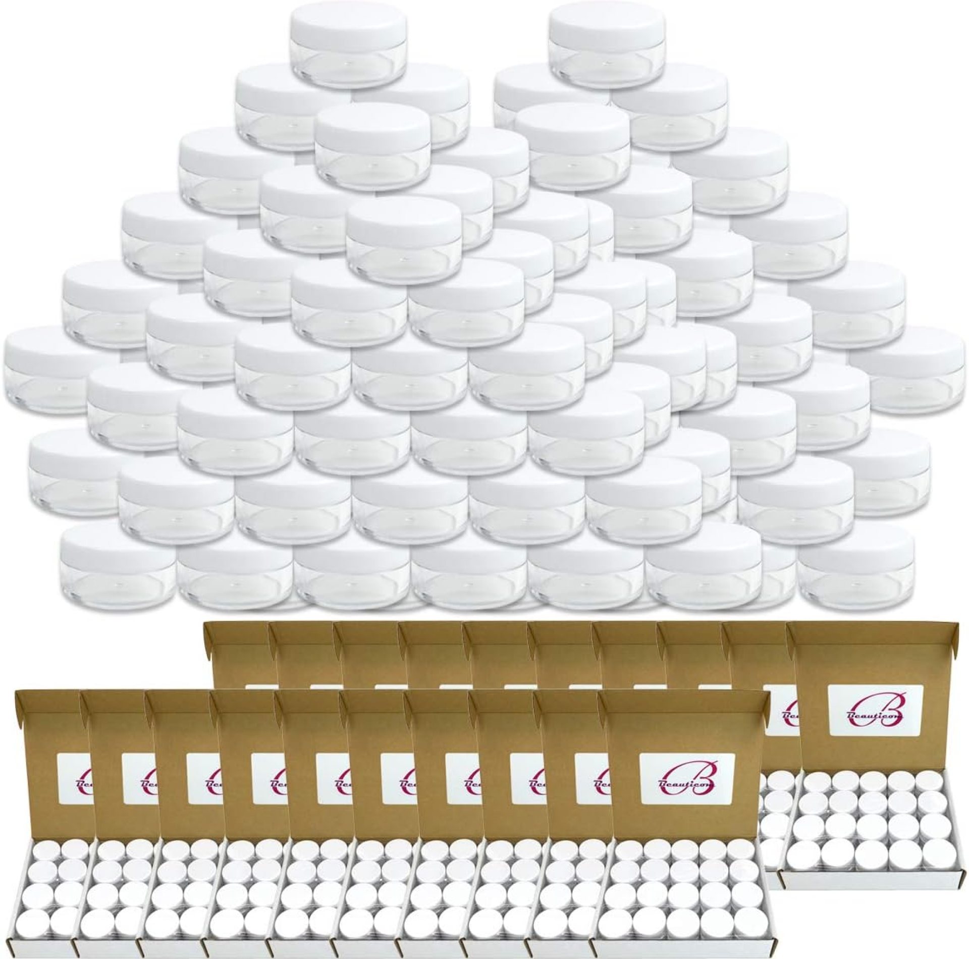 (Quantity: 1000 Pieces) Beauticom® 10G/10ML Round Clear Jars with White Lids for Pills, Medication, Ointments and other Beauty and Health Aids – BPA Free (Quantity: 1000 Pieces) Beauticom® 10G/10ML Round Clear Jars with White Lids for Pills, Medication, Ointments and other Beauty and Health Aids – BPA Free