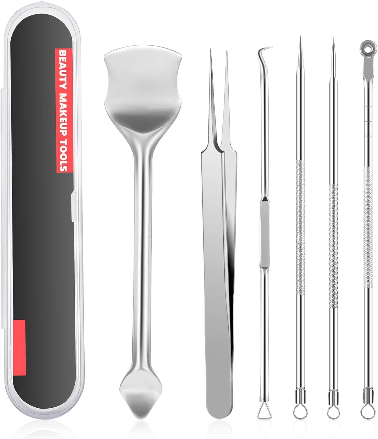 6PCS Facial Pore Cleaner Spade, Pore Prep Tool Pimple Popper Tool Kit Blackhead Remover Pimple Comedone Extractor Tool, Blackhead Extractions Tool for Acne, Whitehead Popping, Blemish, Comedone 6PCS Facial Pore Cleaner Spade, Pore Prep Tool Pimple Popper Tool Kit Blackhead Remover Pimple Comedone Extractor Tool, Blackhead Extractions Tool for Acne, Whitehead Popping, Blemish, Comedone