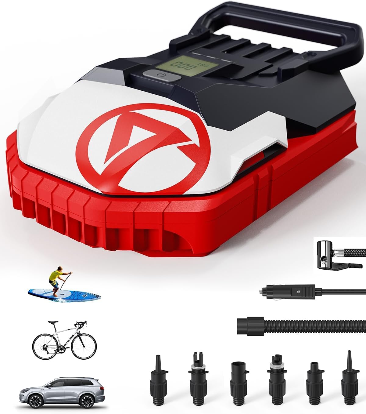 SUP Air Pump for Paddle Board, 60PSI High Pressure Electric Tire Inflator Air Pump for Paddle Board Inflator and Deflator with 12V DC Car Connector and Portable Boat, Kayak Accessories SUP Air Pump for Paddle Board, 60PSI High Pressure Electric Tire Inflator Air Pump for Paddle Board Inflator and Deflator with 12V DC Car Connector and Portable Boat, Kayak Accessories